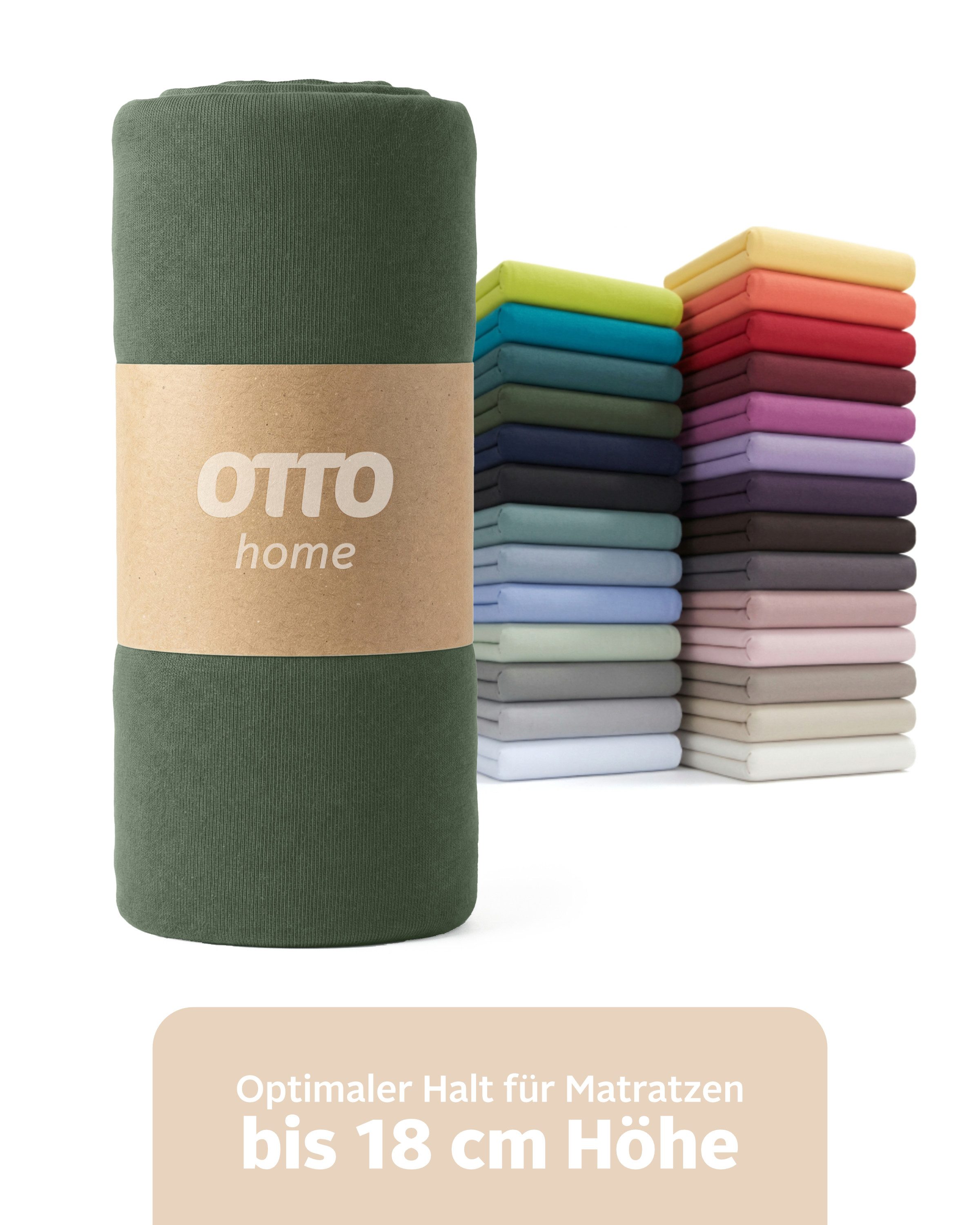 OTTO home Spannbettlaken Physalis Basic und PREMIUM Qualität, 100% Baumwolle, Jersey und Biber, Jersey (110 g/m), Gummizug: rundum, (2 Stück), Bettlaken für Matratzen bis 18 cm Höhe, Spannbetttuch, Laken