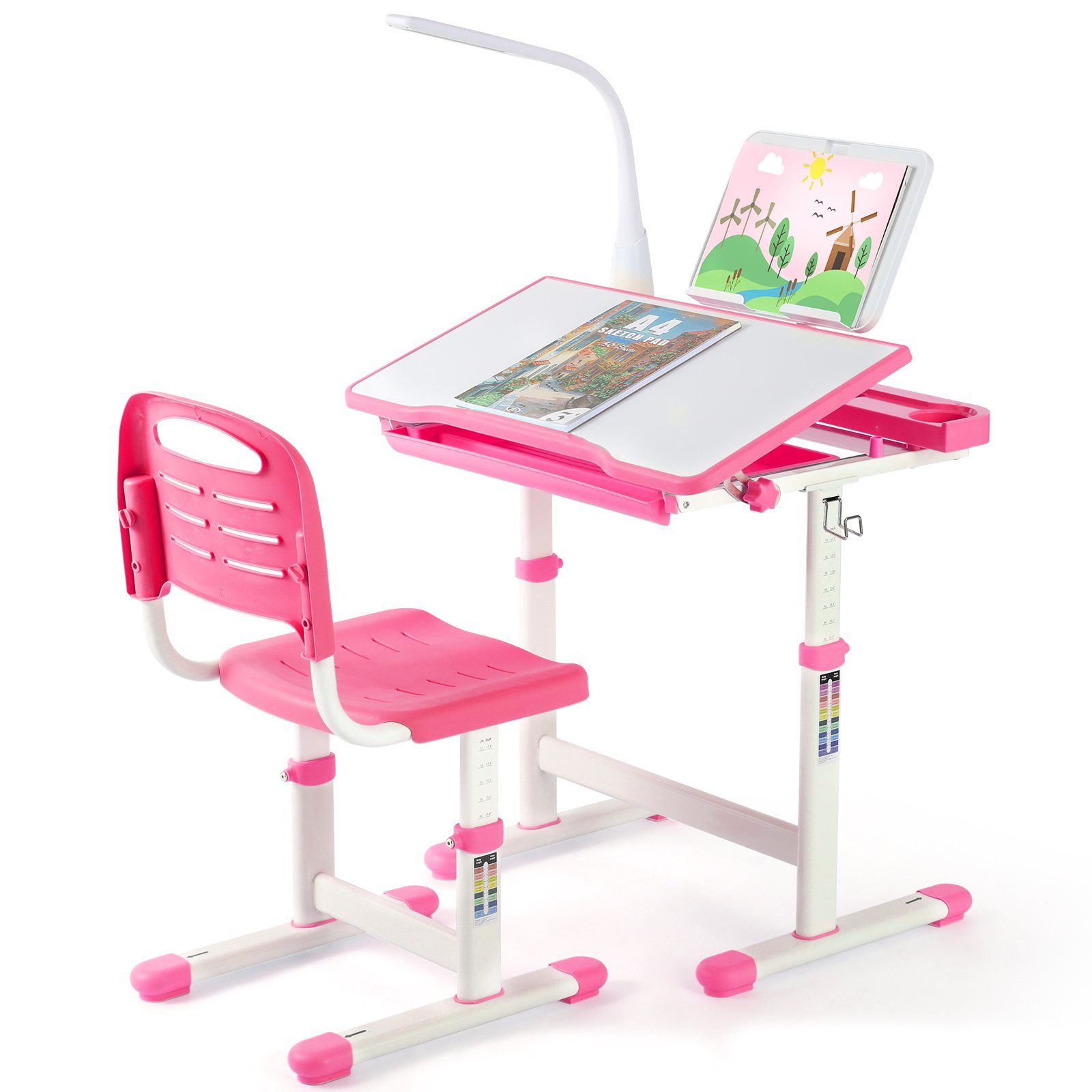 TLGREEN Kinderschreibtisch,Schülerschreibtisch mit Lampe,Höhenverstellbarer günstig online kaufen