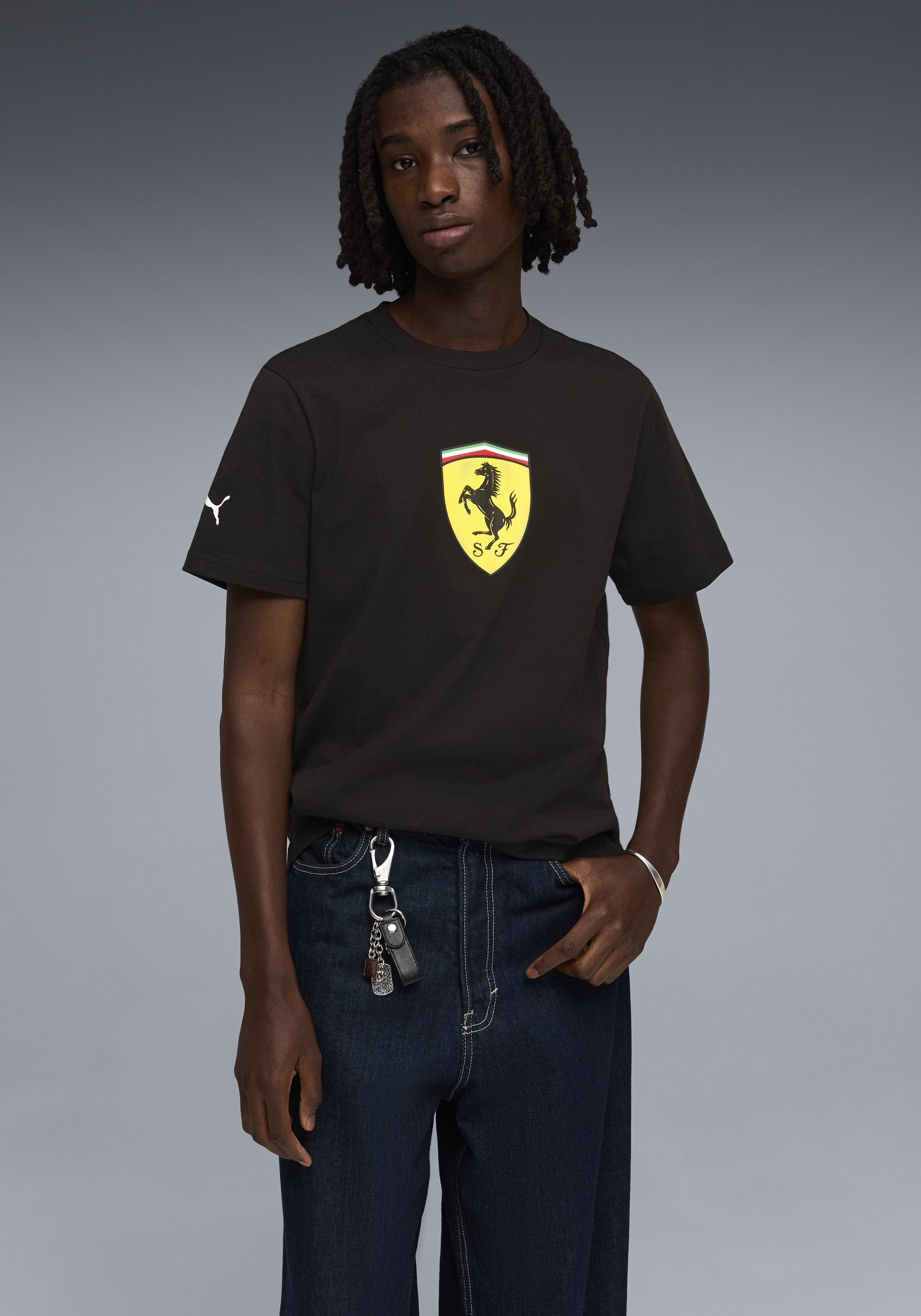 PUMA T-Shirt FERRARI COLORED SHIELD TEE Regular Fit, Kurzarm, Rundhalsausschnitt, aus Baumwolle