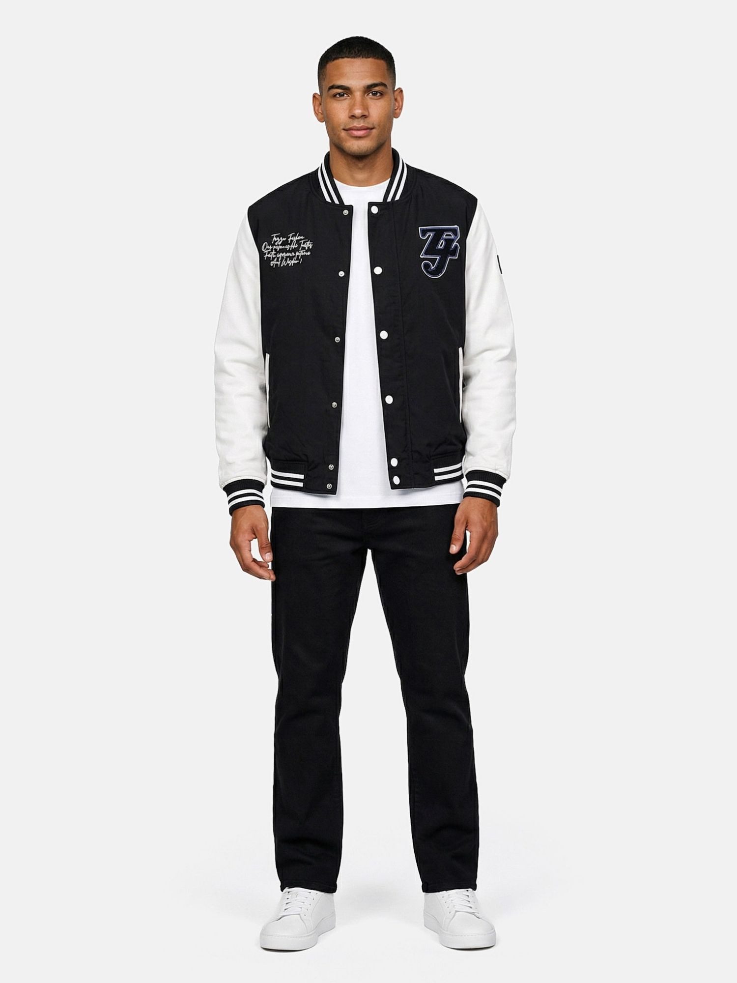 Tazzio Bomberjacke A807 College-Style mit Patch, Kontrastärmeln & Stickerei-Details