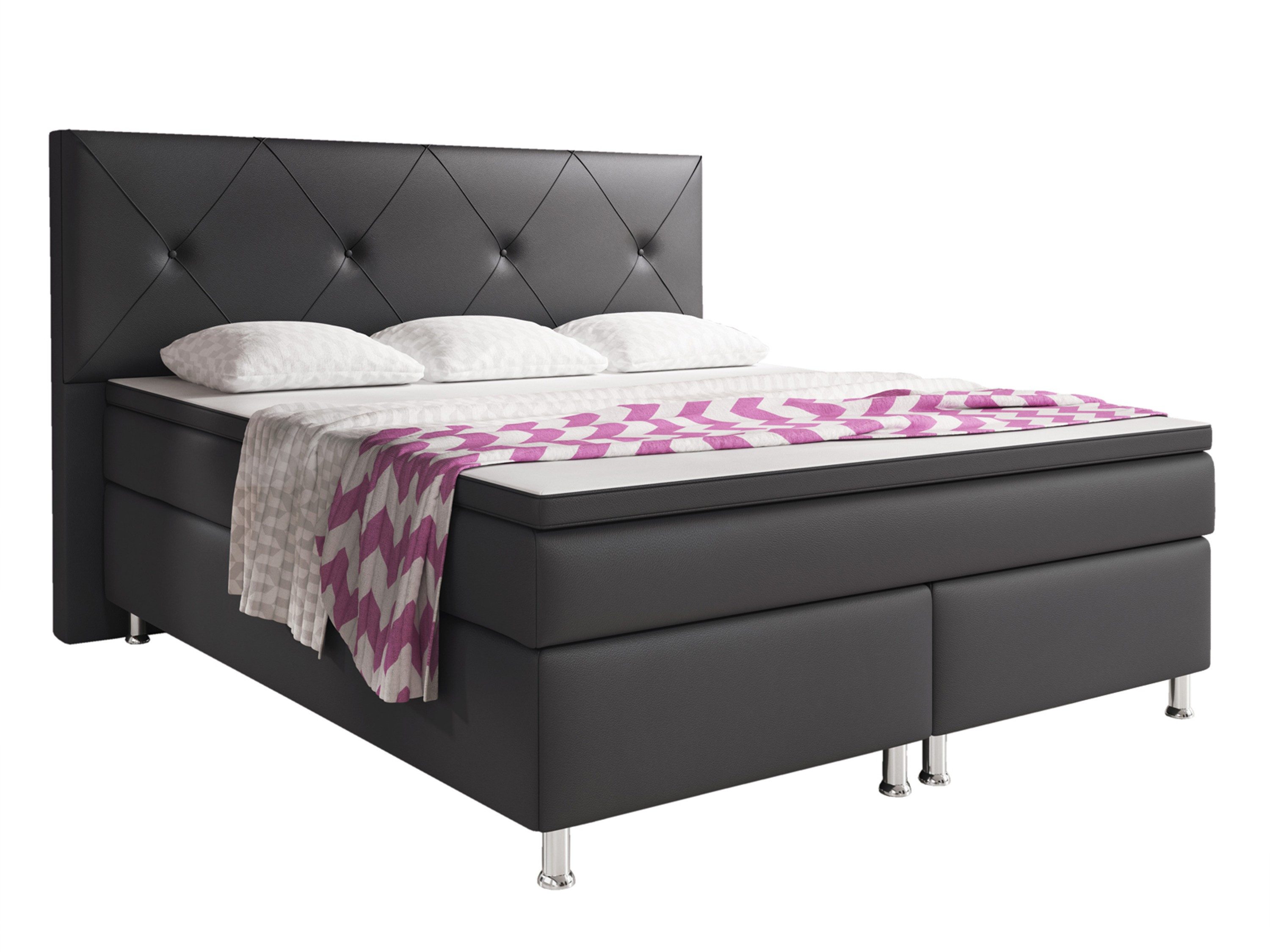 inter Boxspringbett Oxford 180x200 cm mit 7-Zonen Taschenfederkermatratzen und Topper (180x200 cm, Anthrazit mit 7 Zonen Taschenfederkernmatratzen und Topper), Taschenfederkern-Komfort, gepolstertes Kopfteil, inklusive Matratzen. Reduzierter Preis € 990,00. Unverbindliche Preisempfehlung € 1.749,00, (€ 990,00 pro 1 Stk)