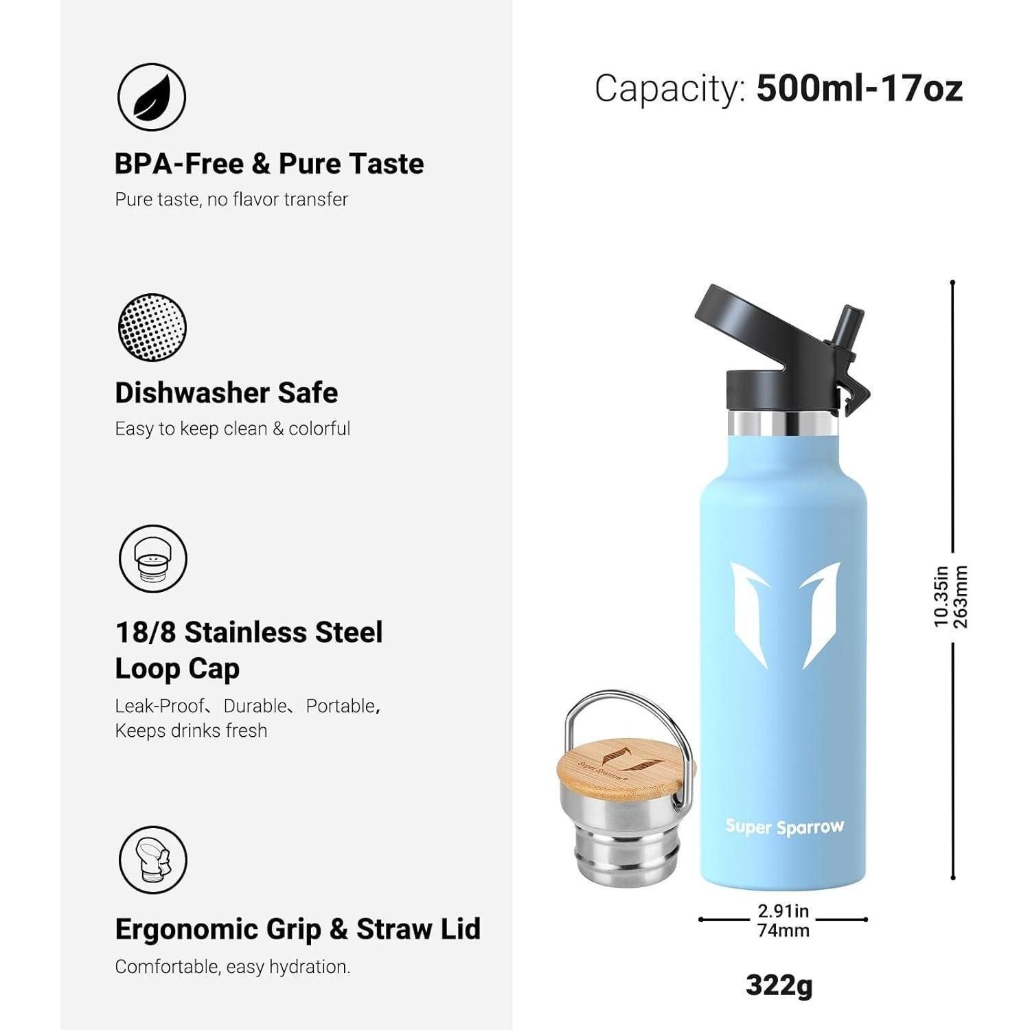 LuxusKollektion Thermoflasche Trinkflasche Edelstahl Thermosflasche Auslaufsicher 500 ml Frost
