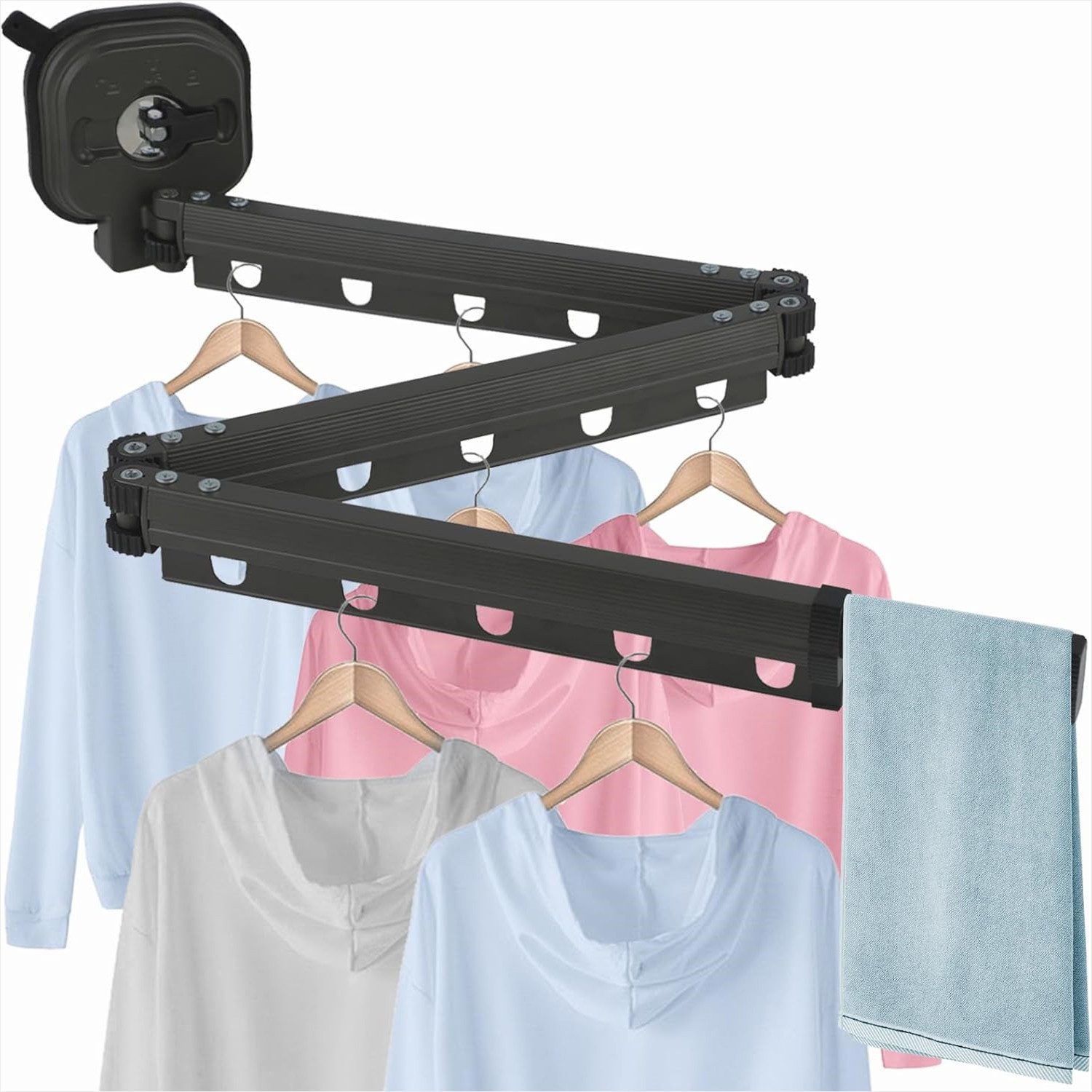 KingLux Wäscheständer Kleiderstange Klappbar Wandmontage Wäscheständer, 3-Fach gefaltet