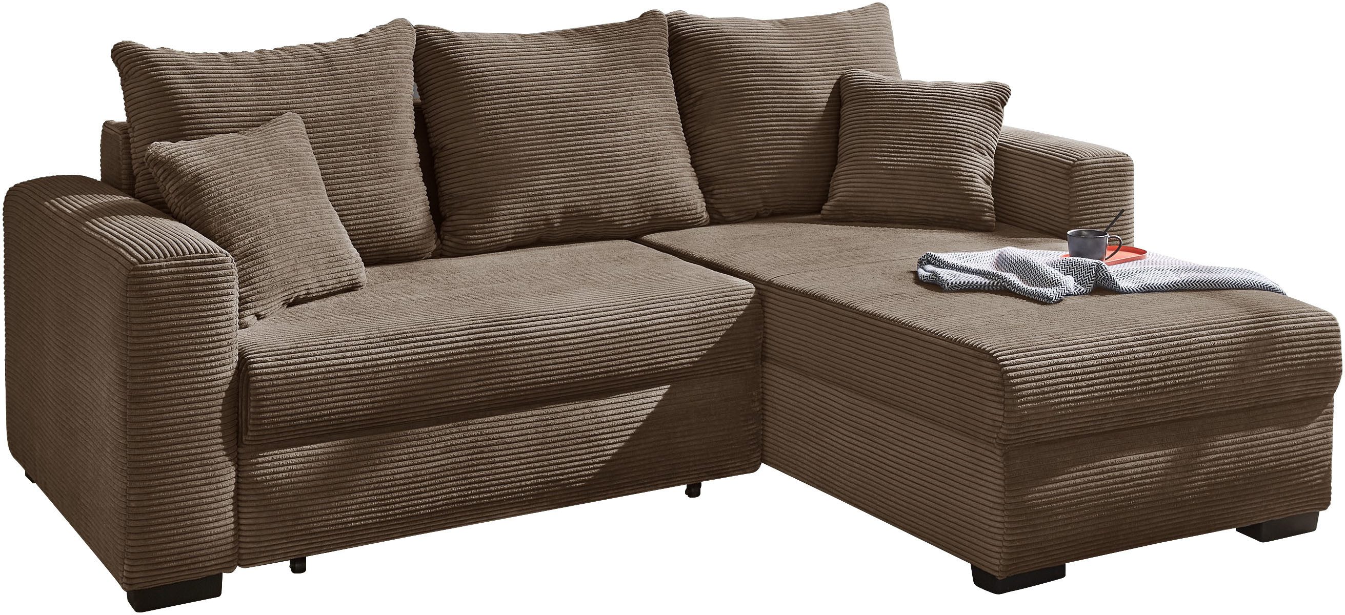Jockenhöfer Gruppe Ecksofa Elmau L-Form, B: 235 cm, mit Bettfunktion, Bettkasten & 2 Zierkissen