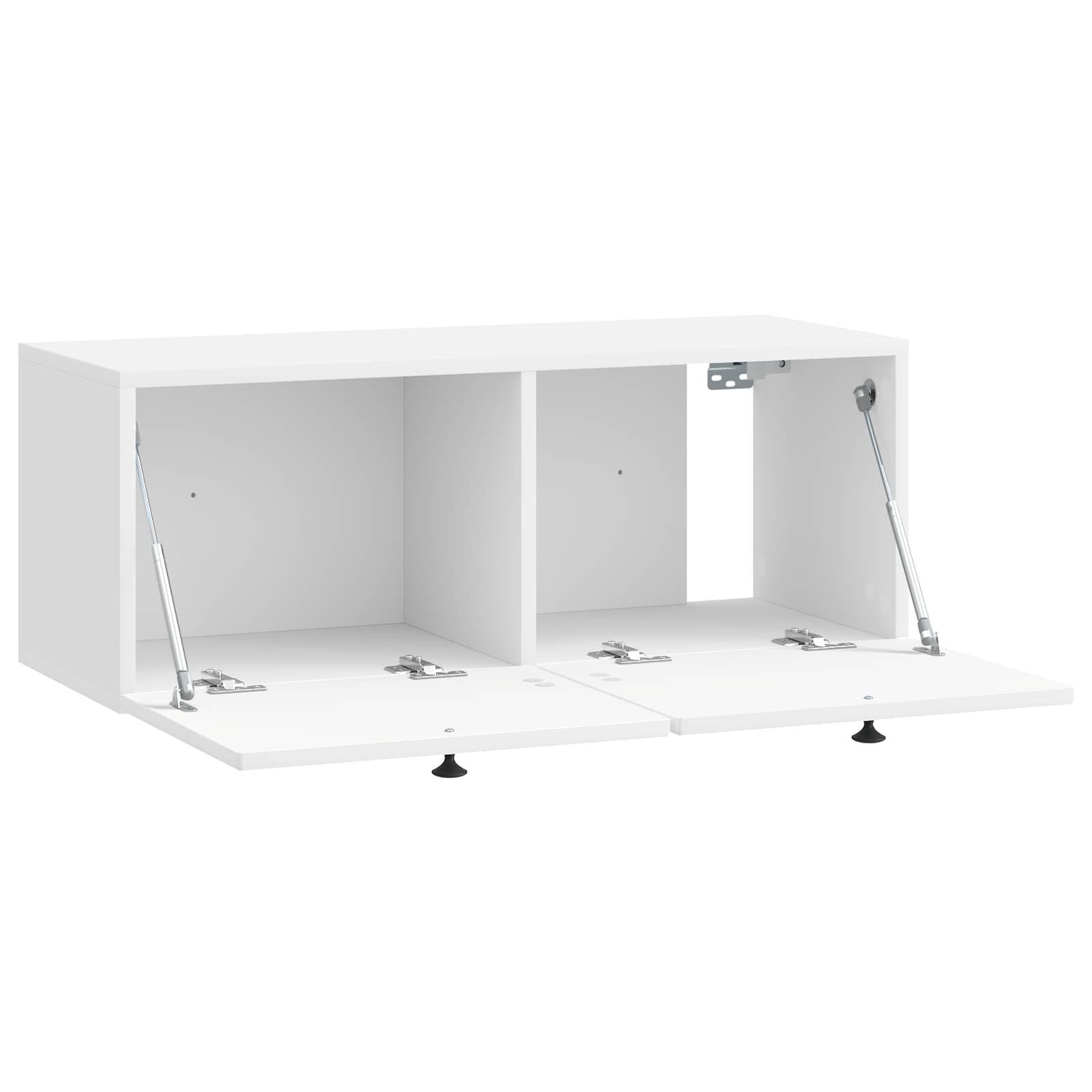 furnicato Kleiderschrank TV-Schrank 78,5 x 31 x 30 cm Hochglanz Weiß Medienboard mit 2 Schwenktüren und viel Stauraum für dein Wohnzimmer