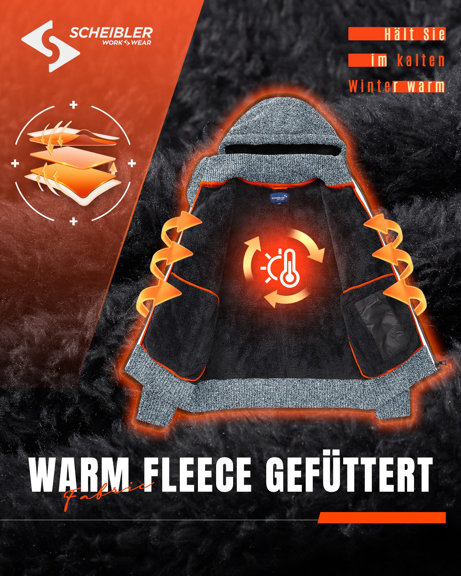 SCHEIBLER WORKWEAR Kapuzenstrickjacke Strickjacke Schärding günstig online kaufen