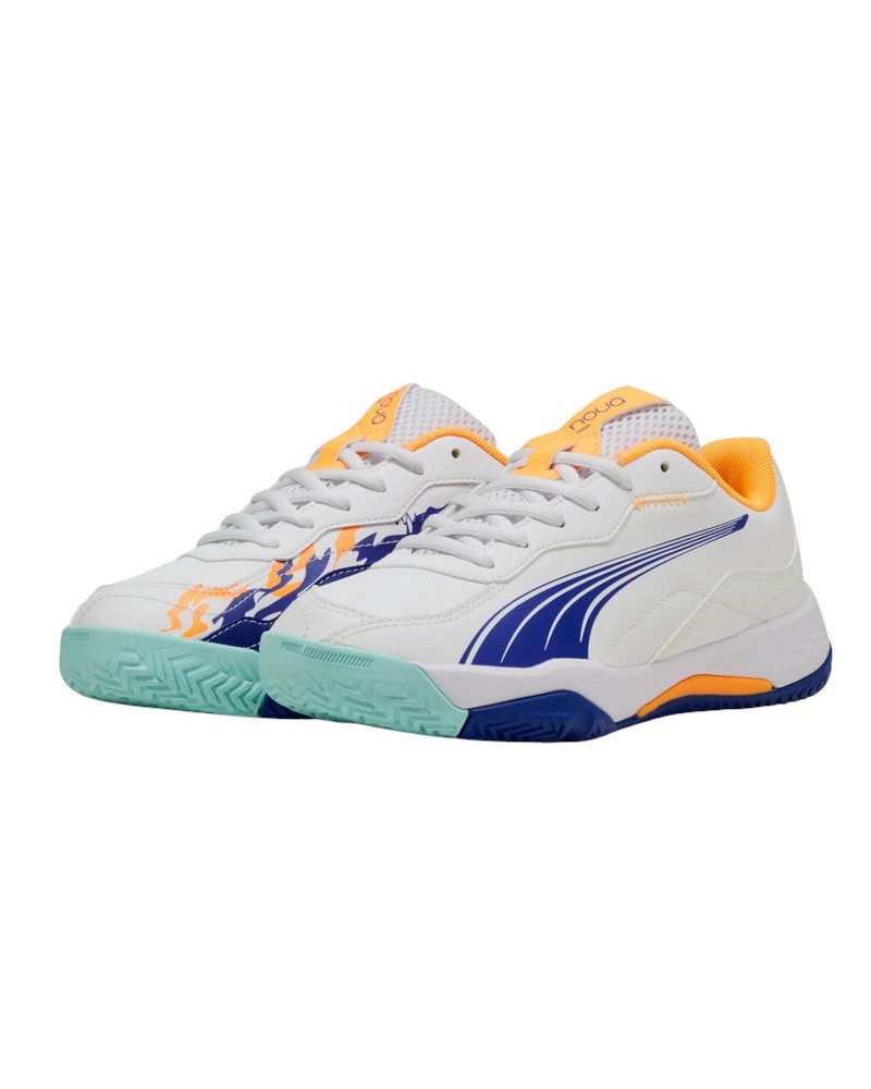 PUMA Padelschuhe Nova Smash Allcourt 2025 weiss/bunt Jungen Tennisschuh