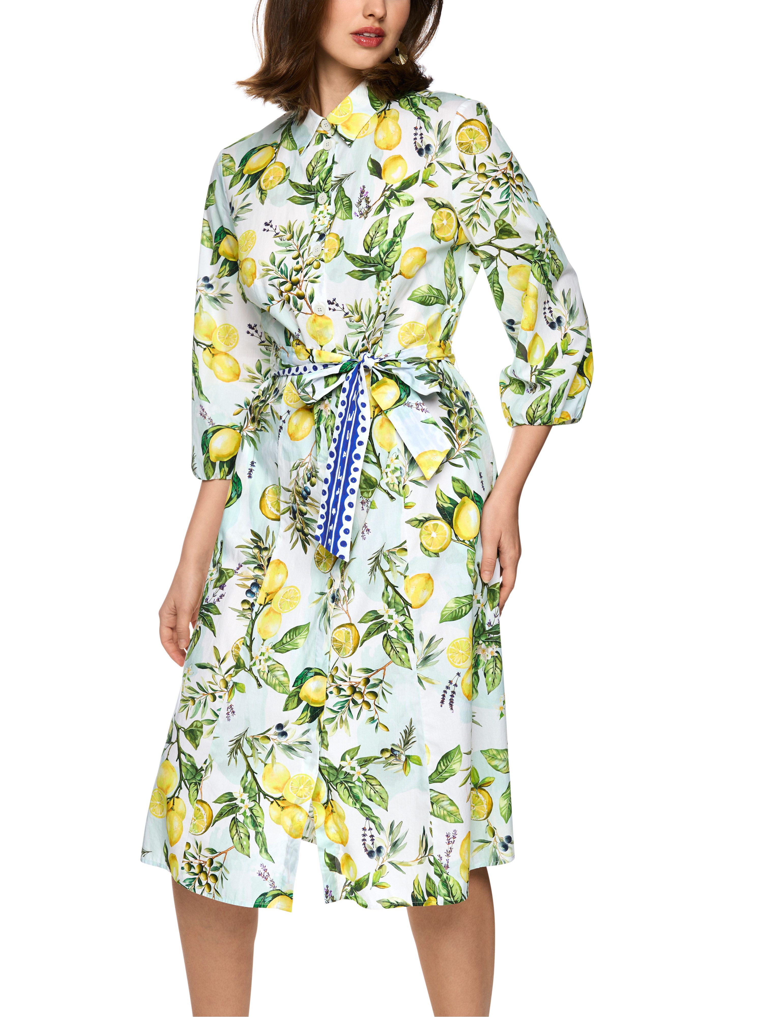 Marc Cain Midikleid Amalfi Portofino Lemons Premium Damenmode Sommerkleid, bedruckt