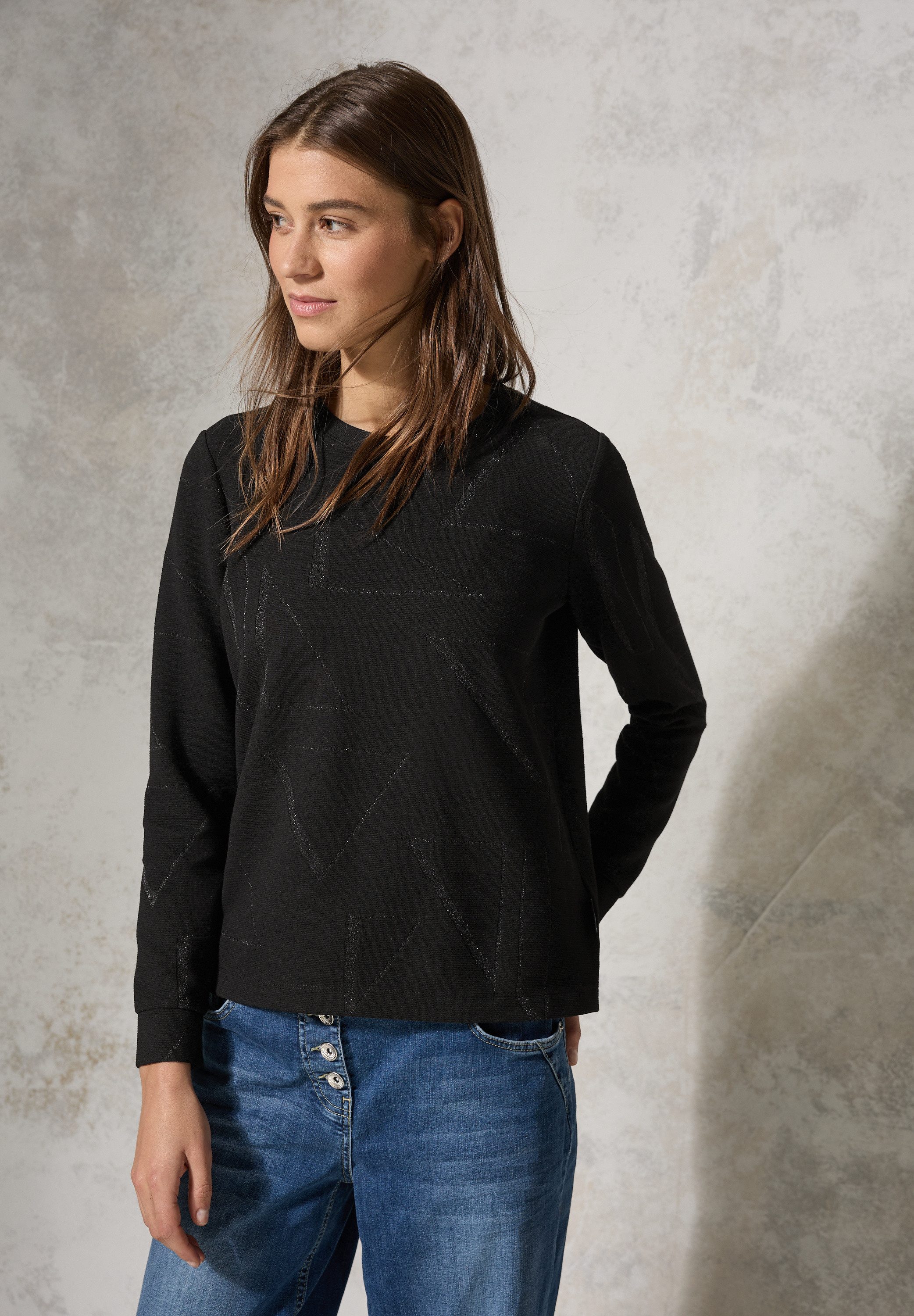 CECIL Langarmshirt mit Glitzer-Details günstig online kaufen