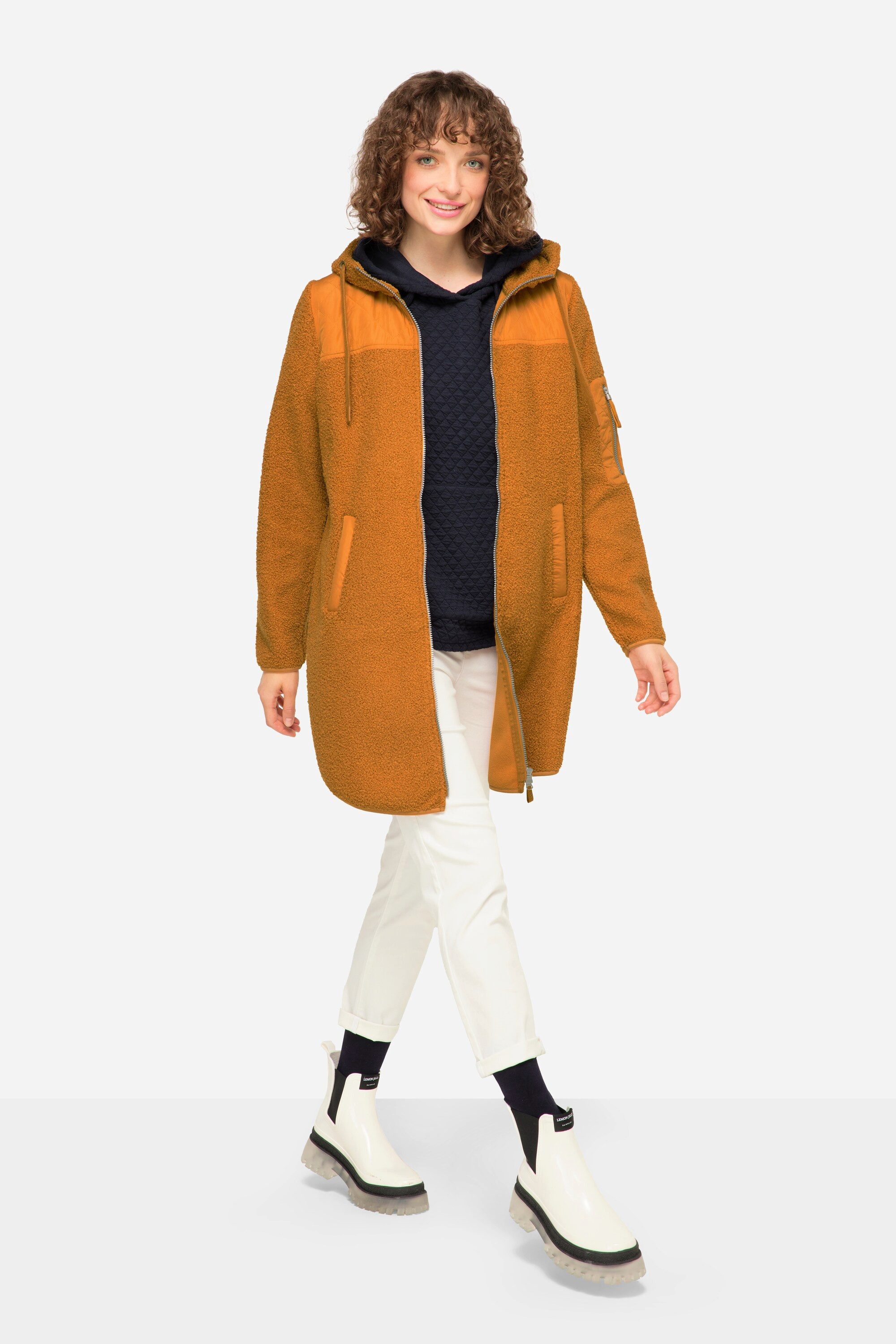 Sweatjacke Hoodie-Jacke Teddyfleece Kapuze Langarm