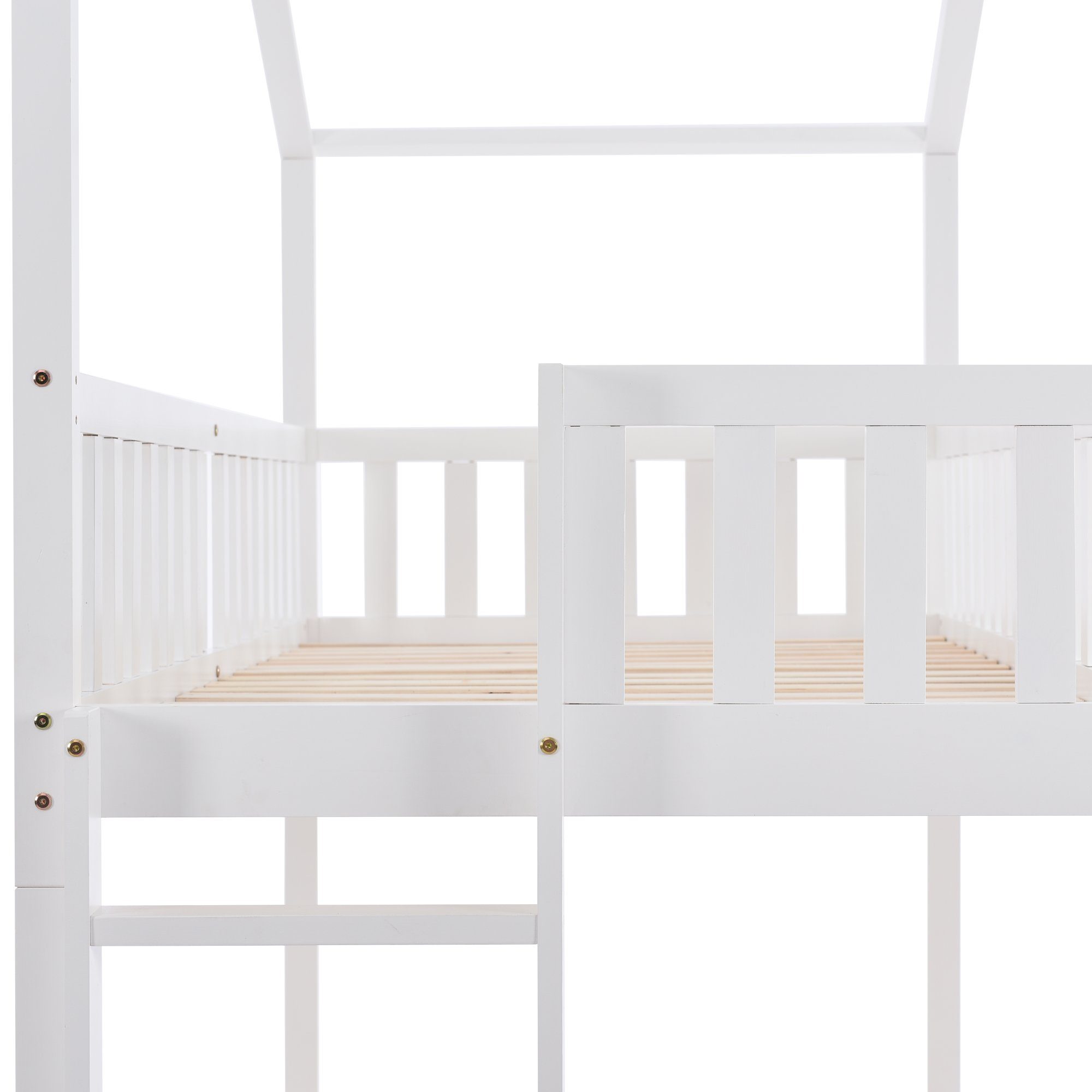 Etagebett & Liegeflächen, Design Kinderbett weißes 3 Treppe (Packung), mit Ulife cm Platzsparendes 90*200 ausziehbaren