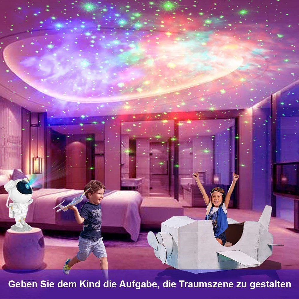 Rosnek LED Nachtlicht Galaxiennebel, 360° Rot, Grün, USB, Kinder für einstellbar, Laser(Grün), Timer, Fernbedienung Spielzimmer, Schlafzimmer Blau
