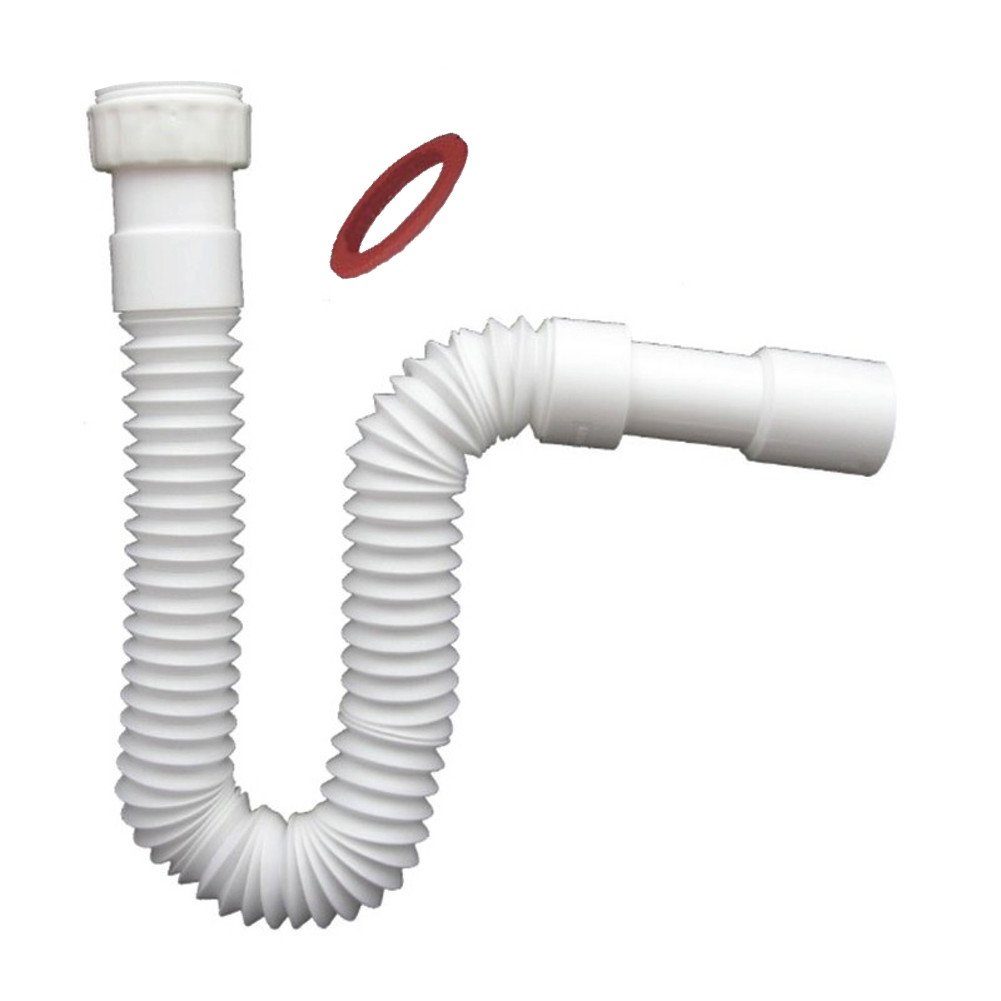 Sanixa Siphon Universal-Abflusssiphon flex 1 1/4" Zoll auf 32/40mm, Siphon Küche Spüle Bad Waschbecken Ablauf flexibel