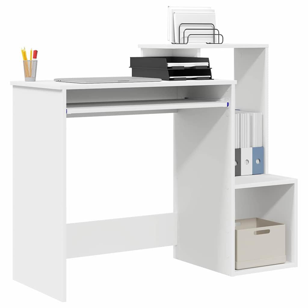 vidaXL Schreibtisch Schreibtisch mit Regal Weiß 106 x 41 x 88.5 cm Holzwerkstoff (1-St)