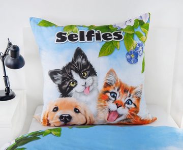 Kinderbettwäsche Selfies, Renforcé, 2 teilig, mit tollem Haustier-Motiv