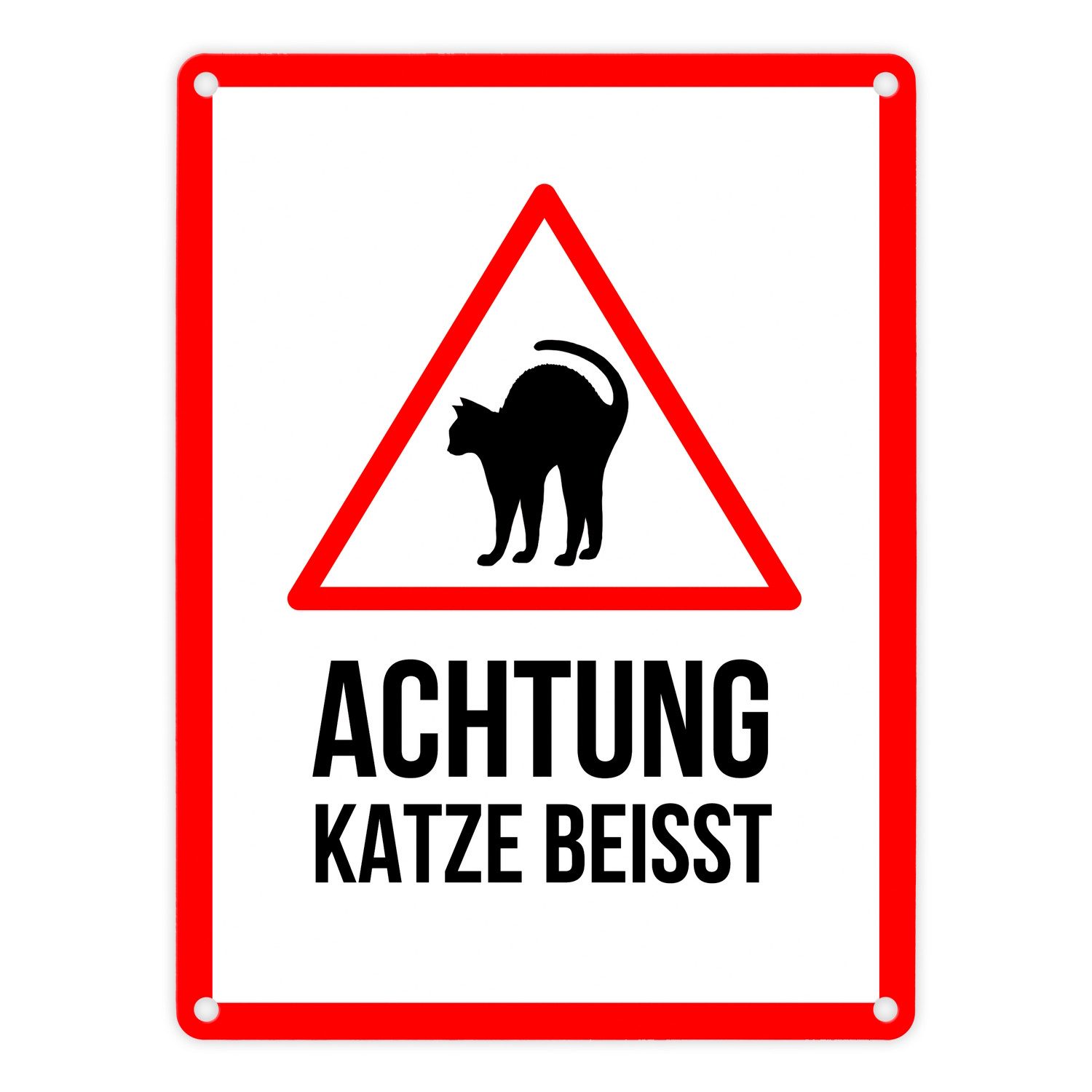 Metallschild Achtung Katze beisst Metallschild mit Katzen Symbol Warnschild Kater