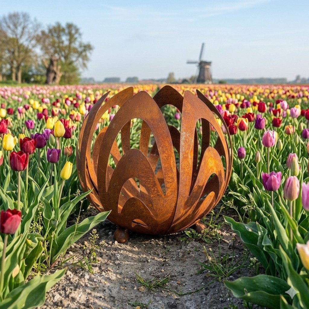 Lünemann Bodenwindlicht Zauberhafter Lichterglanz: Unser Windlicht „Tulpe“ im Edelrost-Design (1 St)