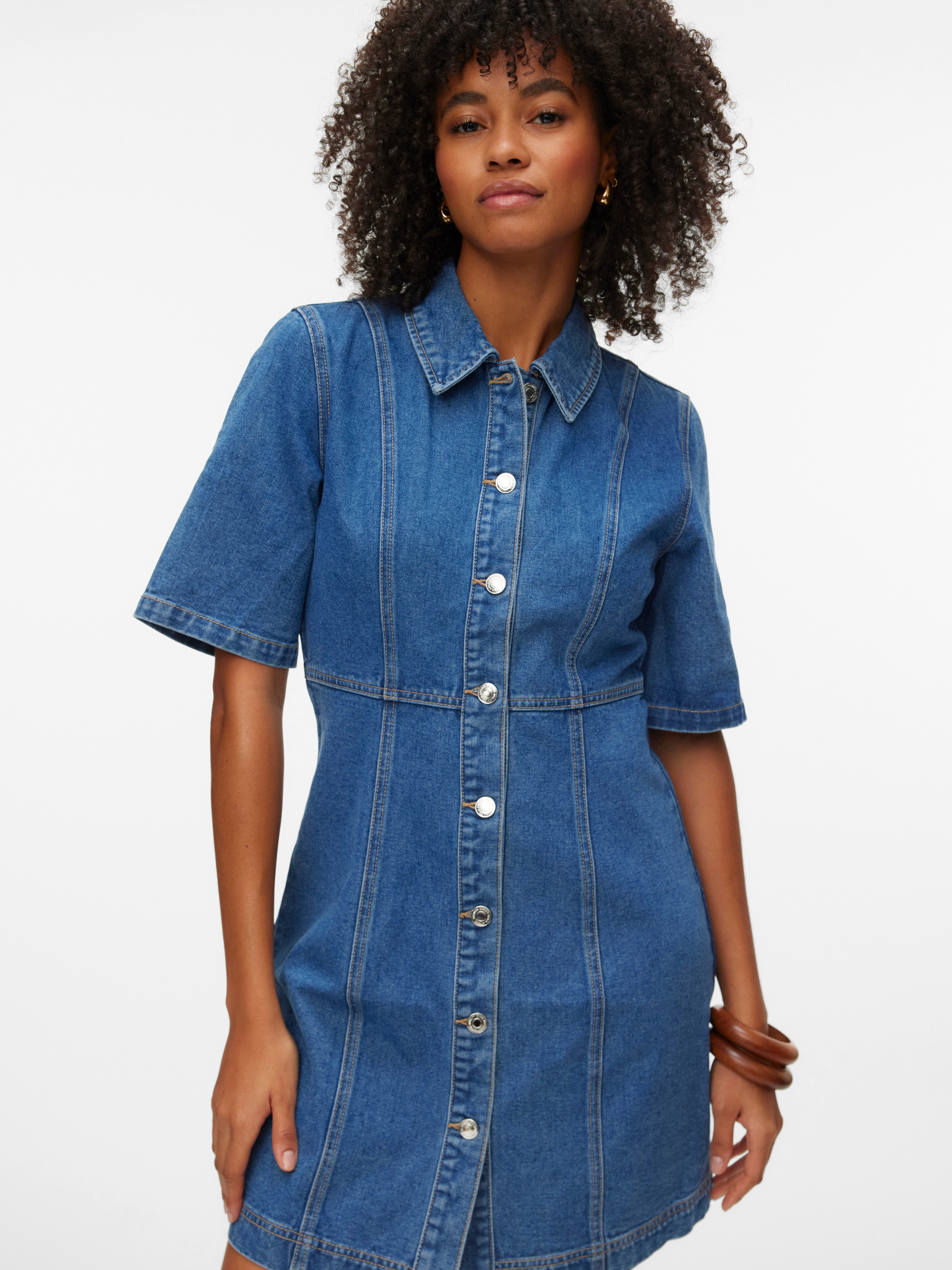 Vero Moda Jeanskleid VMDAISY 2/4 SHORT DENIM DRESS NOOS Baumwolle günstig online kaufen