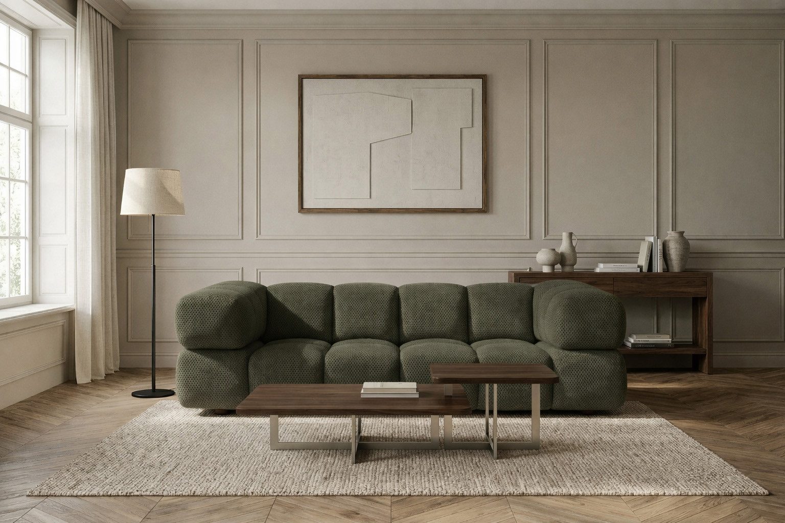 Kaiser Möbel Sofa 3-Sitzer für Wohnzimmer, Stoff Sonic 3D, AVERRO, Bubble-Design, Designer Sofa, Premiumstoff Sonic 3D, Abgerundete Form