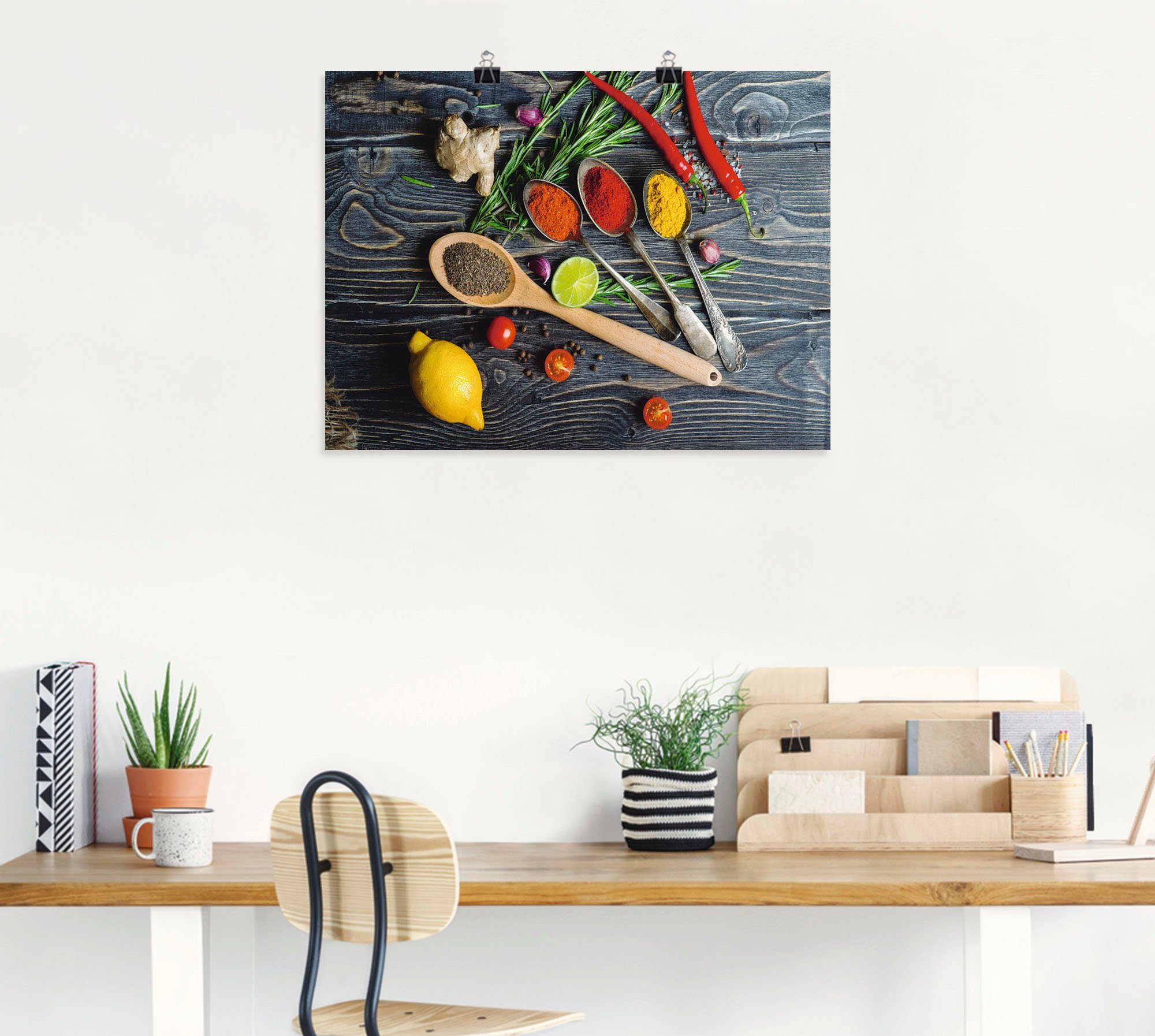 Artland Wandbild Gewürze in Metalllöffeln, Lebensmittel (1 St), als Alubild, Leinwandbild, Poster in verschied. Größen