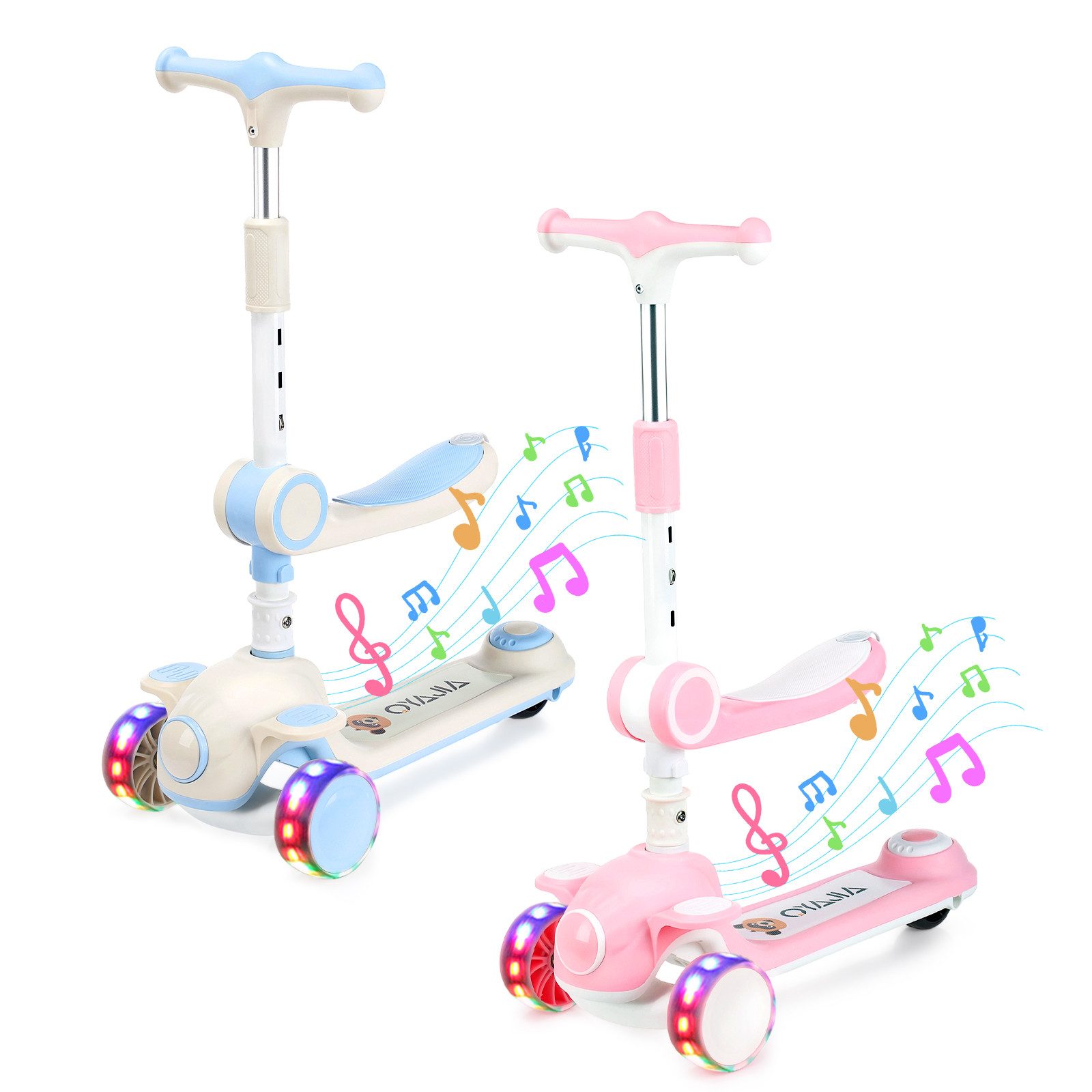 oyajia Городской скутер Скутеры Roller Kinder Kinderroller Трехколесный скутер ab 2 jahre, (Roller höhenverstellbarer Городской скутер), höhenverstellbarer Kinder Скутеры mit LED Wheels