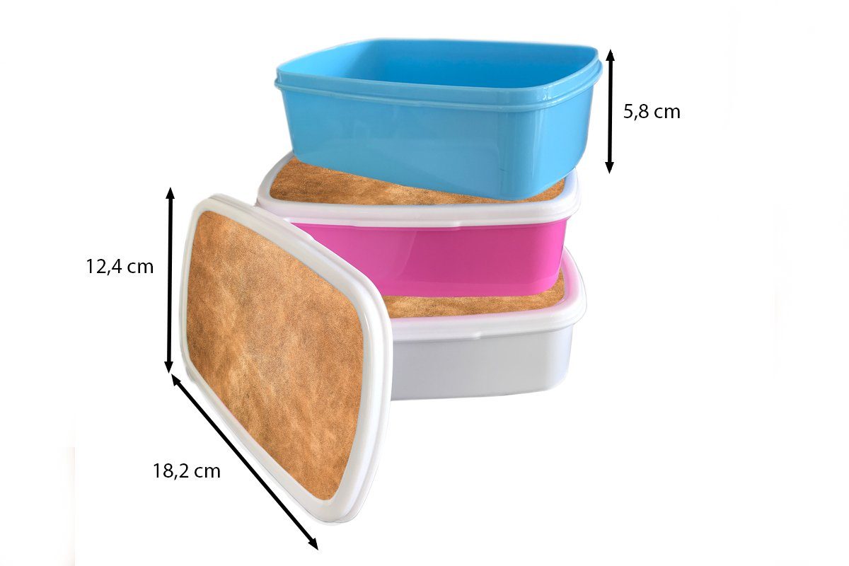 (2-tlg), Lunchbox MuchoWow Mädchen, Kinder, Erwachsene, Strukturiert Lederoptik für - Snackbox, - rosa Kunststoff, Kunststoff Leder Brotdose Braun, Brotbox -