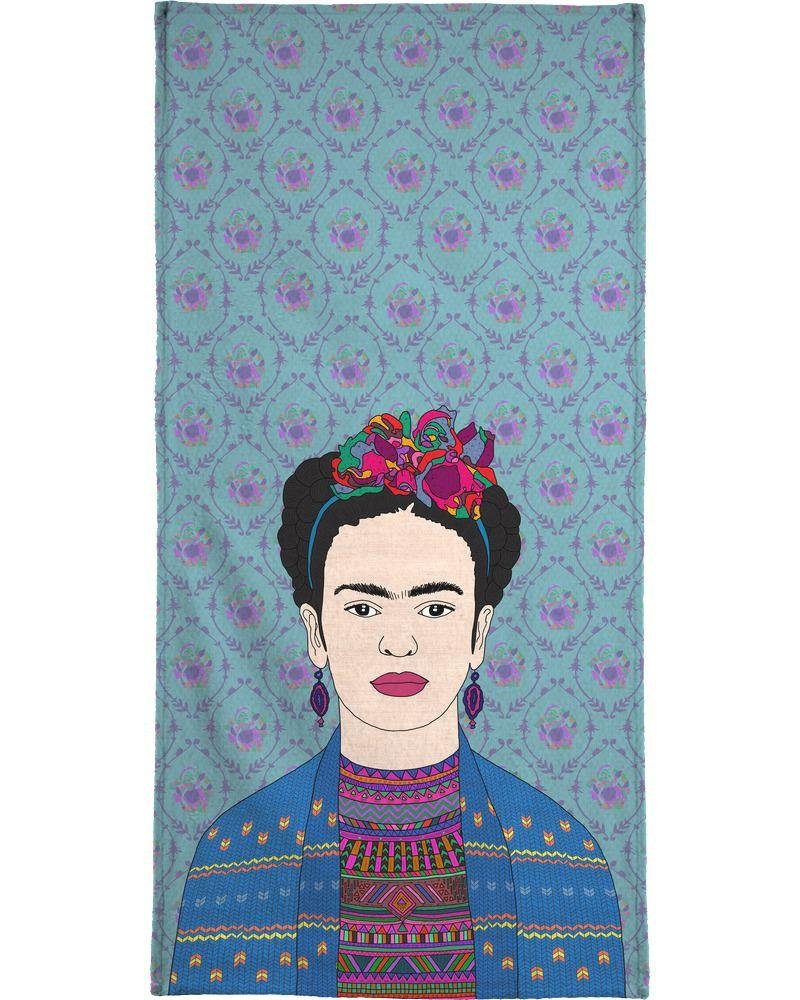- Einseitig Oberseite Handtuch Frida Frottee-Veloursqualität Juniqe Kahlo in Frottee-Veloursqualität. Bedruckte weicher Handtuch., Handtuch (1-St), bedrucktes