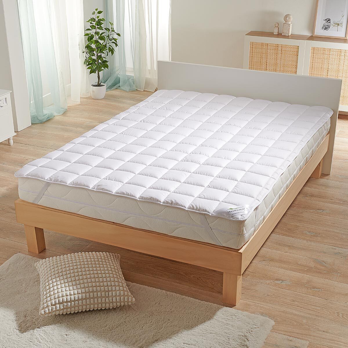Matratzenschutzbezug Nature Schurwolle Matratzenauflage Topper TRAUMSCHLAF günstig online kaufen