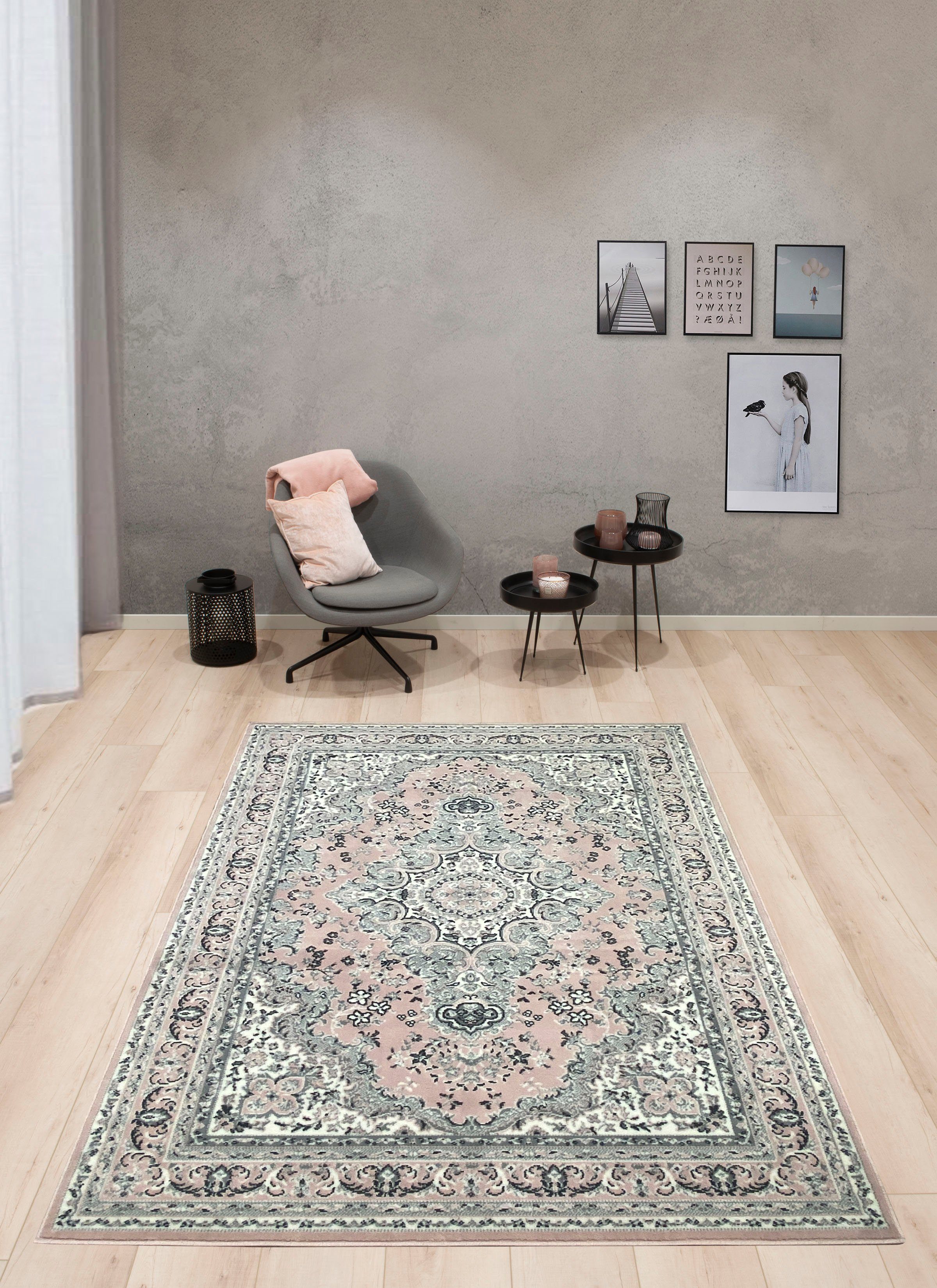 Teppich Oriental, Home affaire, rechteckig, Höhe: 7 mm, Orient-Optik, mit  Bordüre, Teppich, Kurzflor, Weich, Pflegeleicht