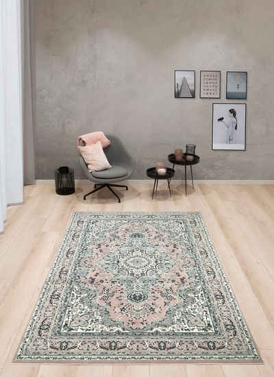 Teppich Oriental, Home affaire, rechteckig, Höhe: 7 mm, Orient-Optik, mit Bordüre, Teppich, Kurzflor, Weich, Pflegeleicht