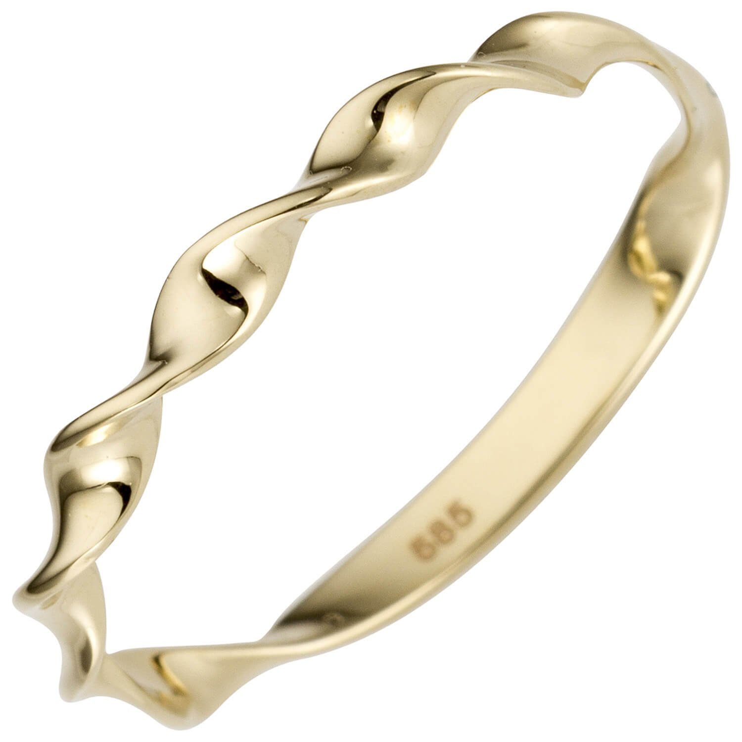 Schmuck Krone Goldring Ring aus 585 Gelbgold gedreht glänzend, Gold 585