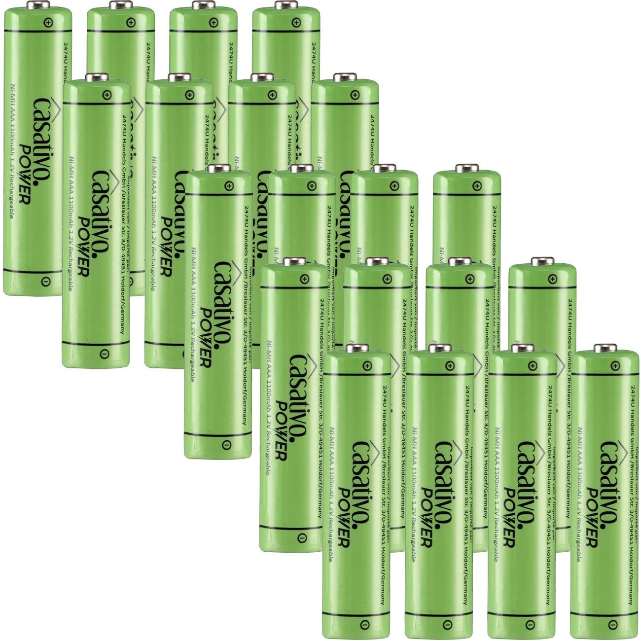Casativo AAA Akkus 1100 mAh Micro Batterien Wiederaufladbar mit Case 4/8/20 St. Akku (20 St), AAA Micro Akkus - bis zu 1.000 Ladezyklen