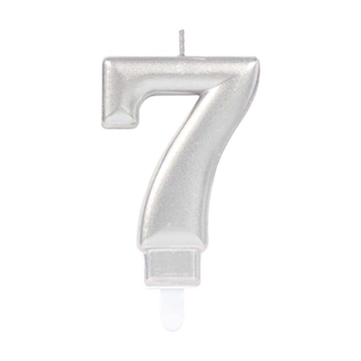 Amscan Geburtstagskerze Zahlenkerze Silber #7