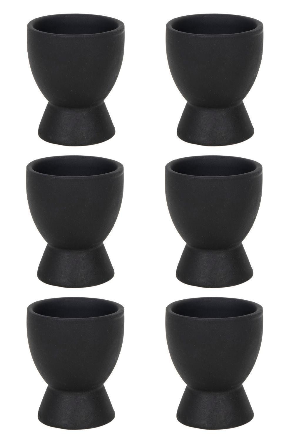 HIT Trading Eierbecher BRUNCH, Ø 6 cm, H 8 cm, Schwarz matt, (6-tlg), Steingut