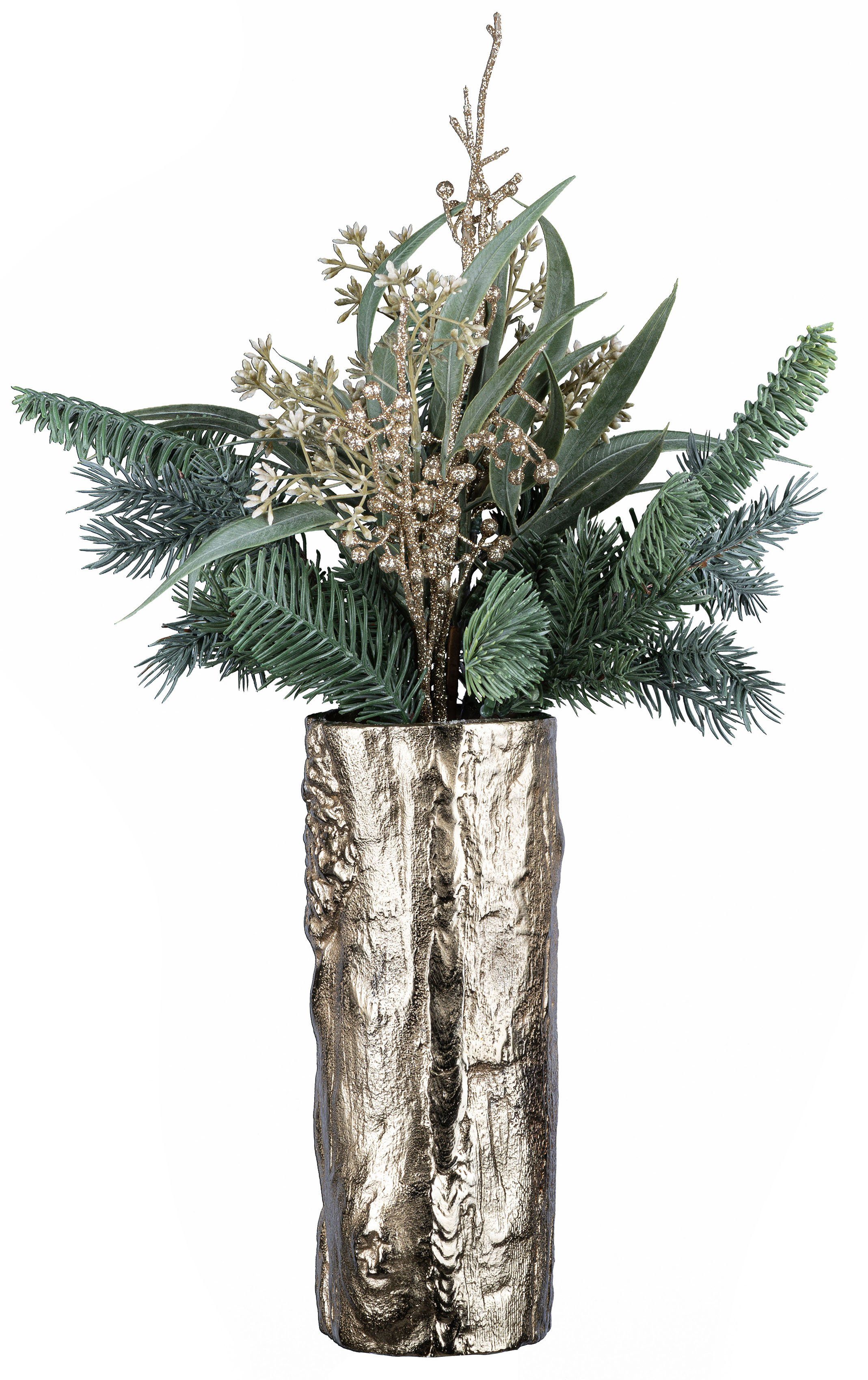 Creativ deco Dekovase Weihnachtsdeko (Set, 2 St., 1 Vase, 1 Bouquet), mit Tannen-Mix-Bouquet