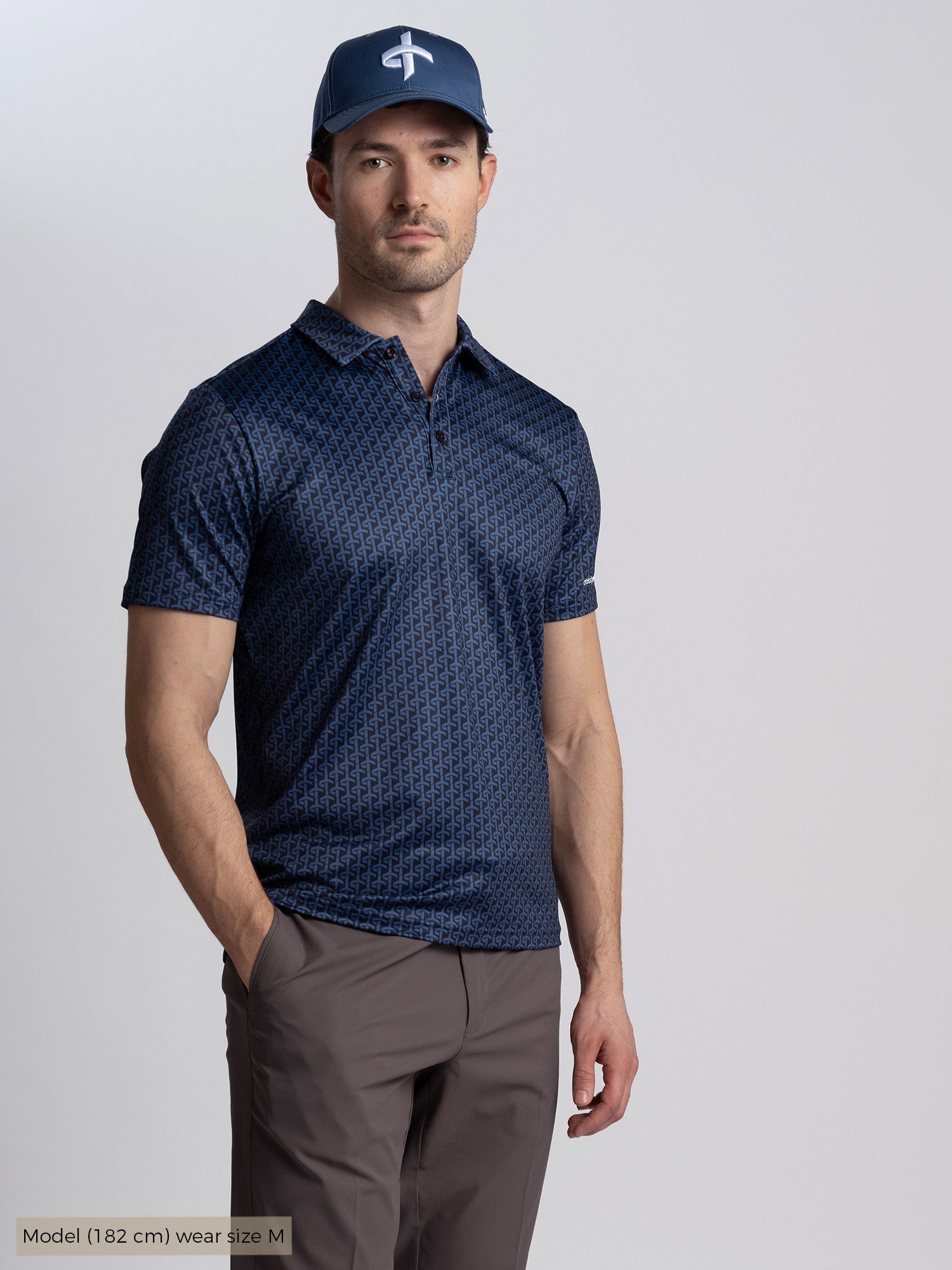 Cross Sportswear Poloshirt Cross Golfpolo Austin Dunkelblau-Gemustert Herren