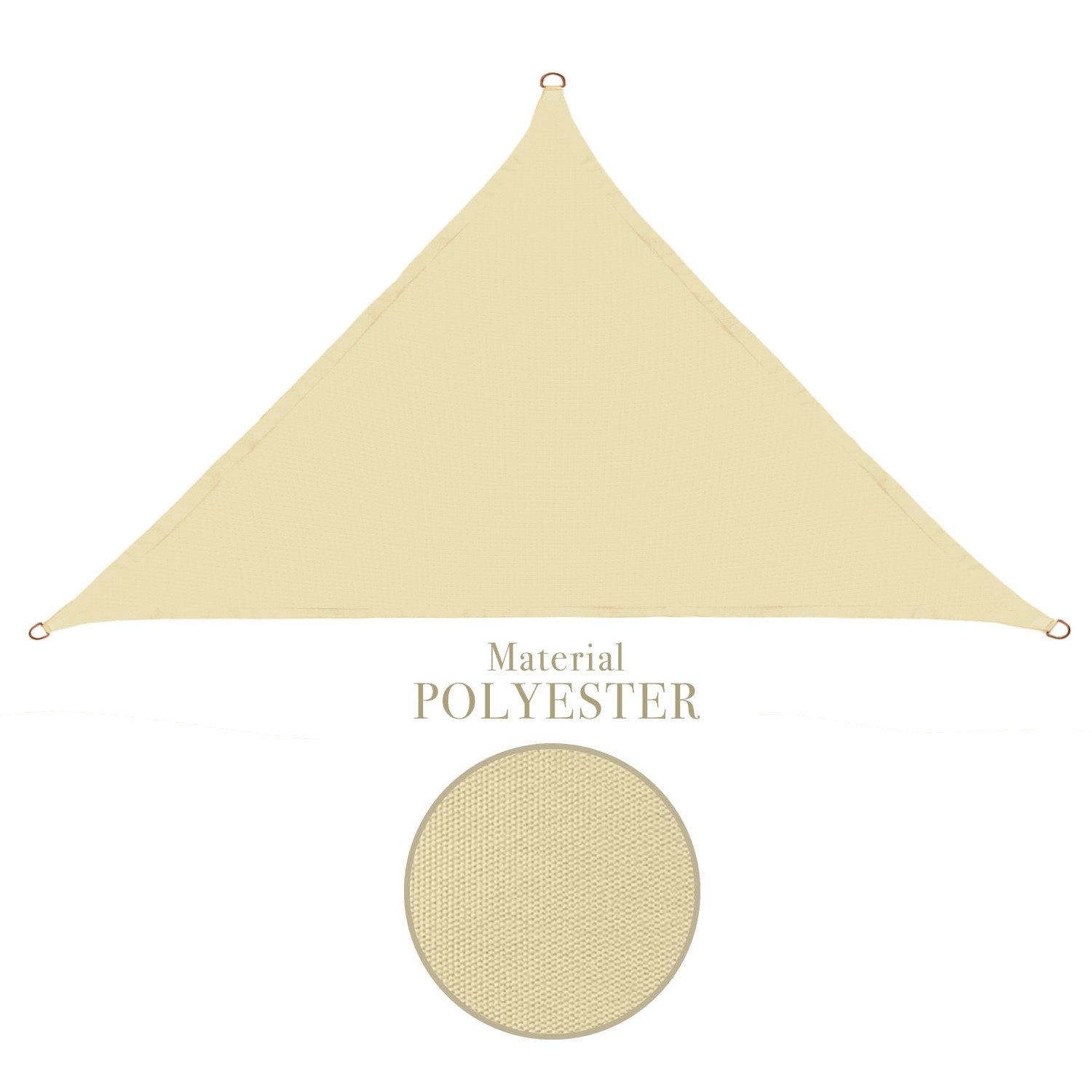 anndora Sonnensegel 3x3x4,25 m dreieckig Sonnensegel beige, wasserdichter Stoff