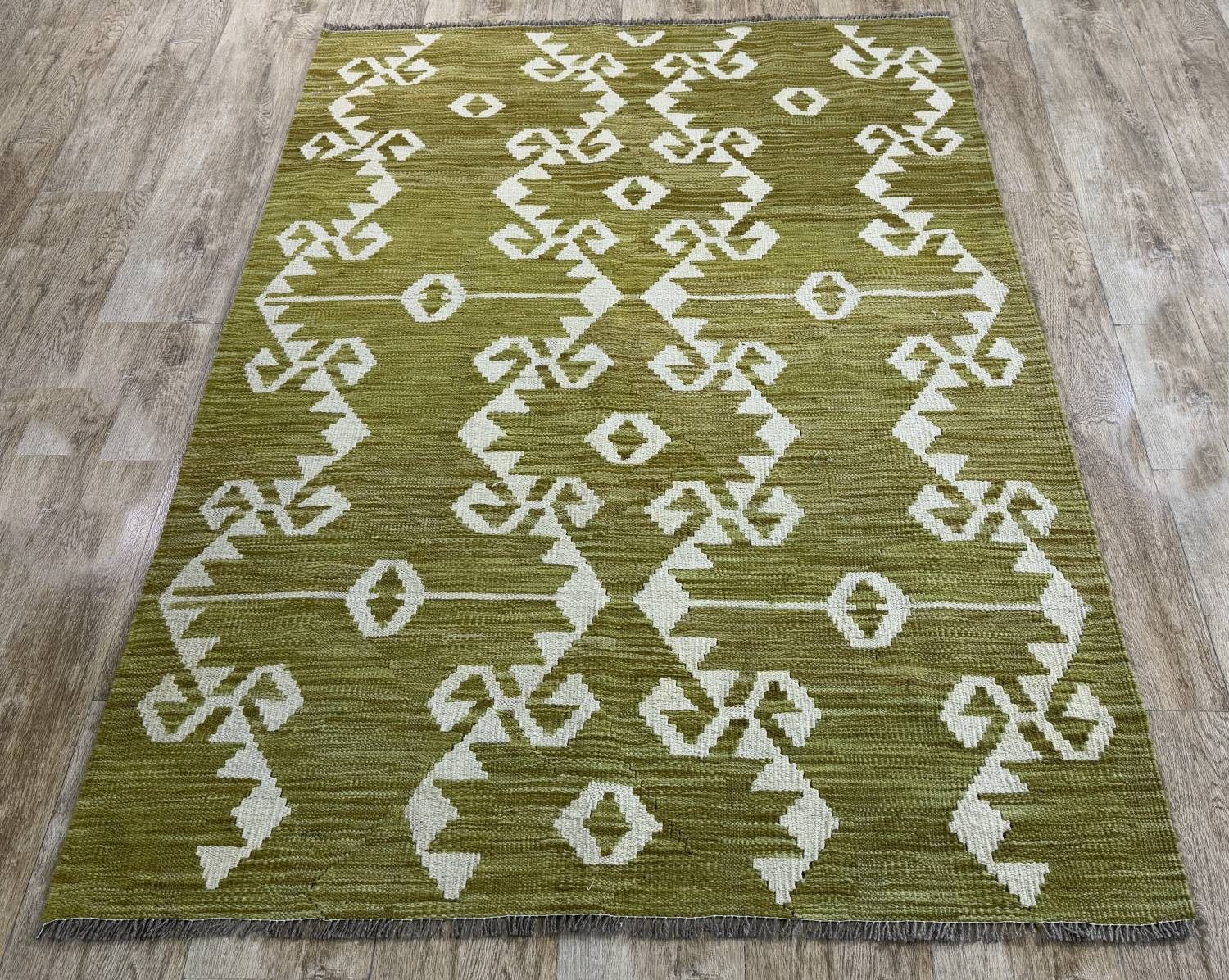 Rug Studios Teppich KELIM ORIGINAL HANDGEARBEITET, Rechteckig, Höhe: 5 mm, Handgefertigt, 125 x 177 cm, Grün