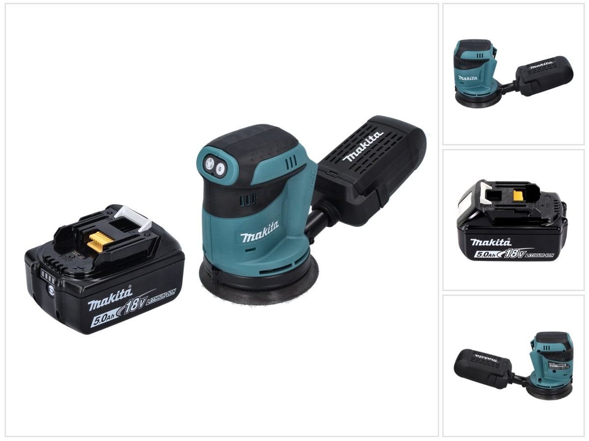 Makita Exzenterschleifer DBO 180 T1 Akku Exzenterschleifer 18 V 125 mm + 1x Akku 5,0 Ah - ohne