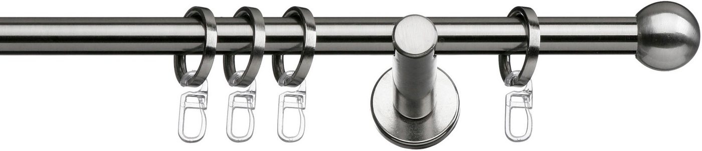 indeko Gardinenstange Formentor, Ø 12 mm, 1-läufig, Fixmaß, verschraubt, Stahl, Komplett-Set inkl. Ringen und Montagematerial