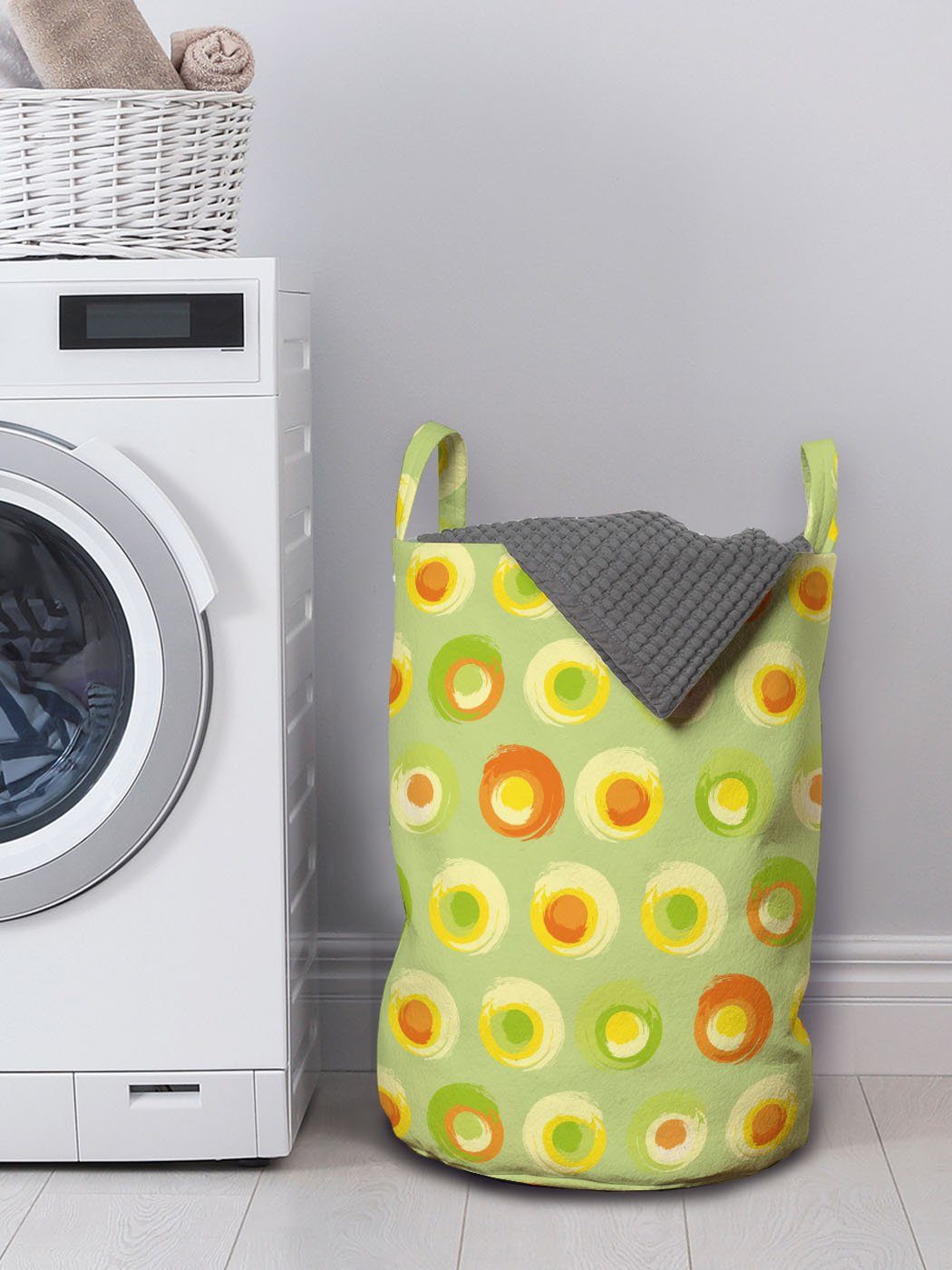 Kordelzugverschluss Grunge Kreise für mit Pinsel Abakuhaus Wäschekorb Waschsalons, Wäschesäckchen Farbe Griffen