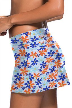 AFAZ New Trading UG Shorts Damen-Bikini Hose, Anti-Exposition-Strand-Badehose Geblümte, mehrfarbige, große Badehose mit hoher Taille