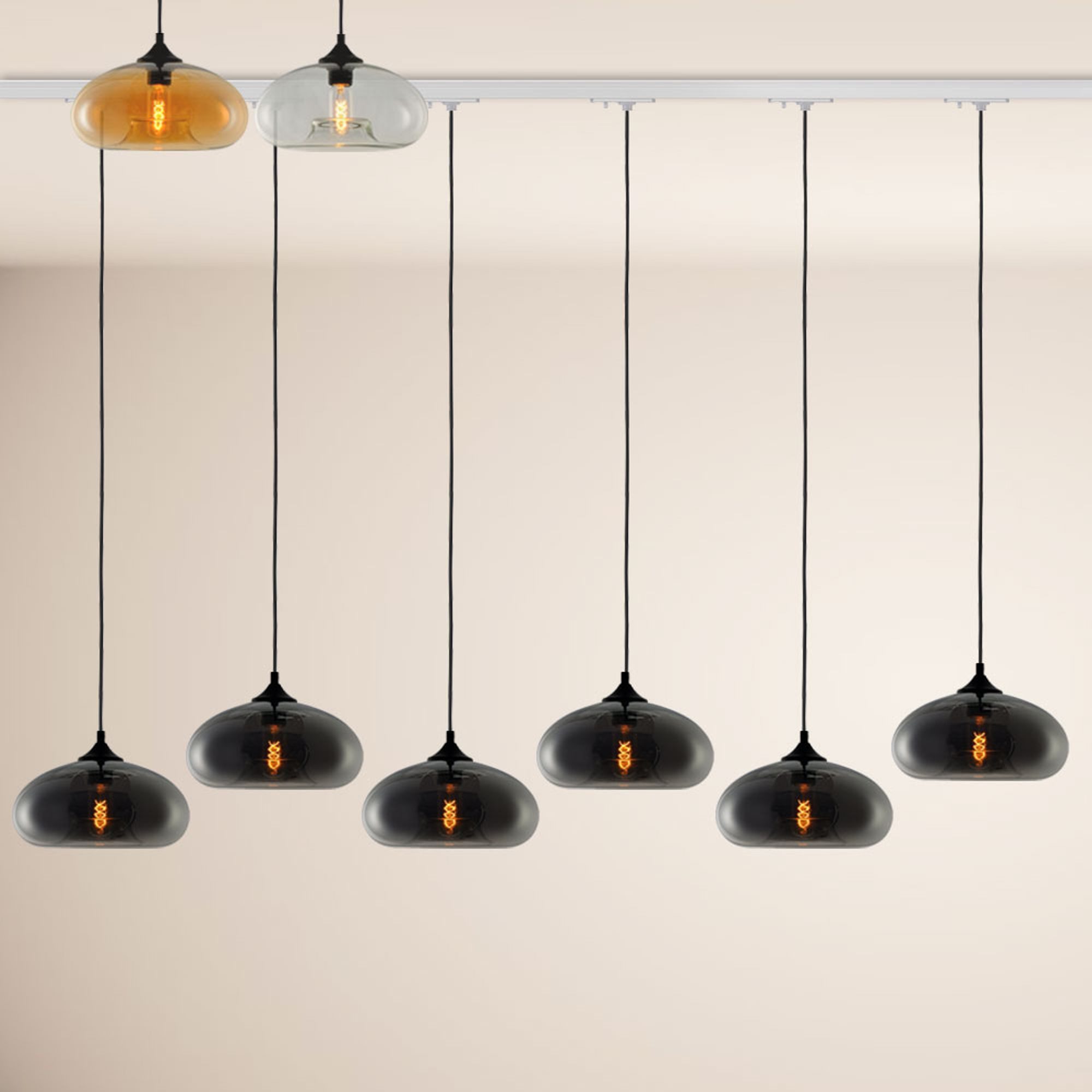 s.luce Pendelleuchte Cruet Esstisch-Hängeleuchte 1-P-Schiene 200cm EE Low Klar