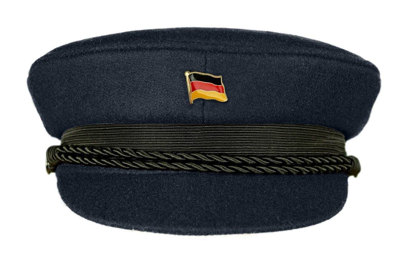 Schiebermütze Elbsegler dunkelblau mit Flaggenpin Deutschland