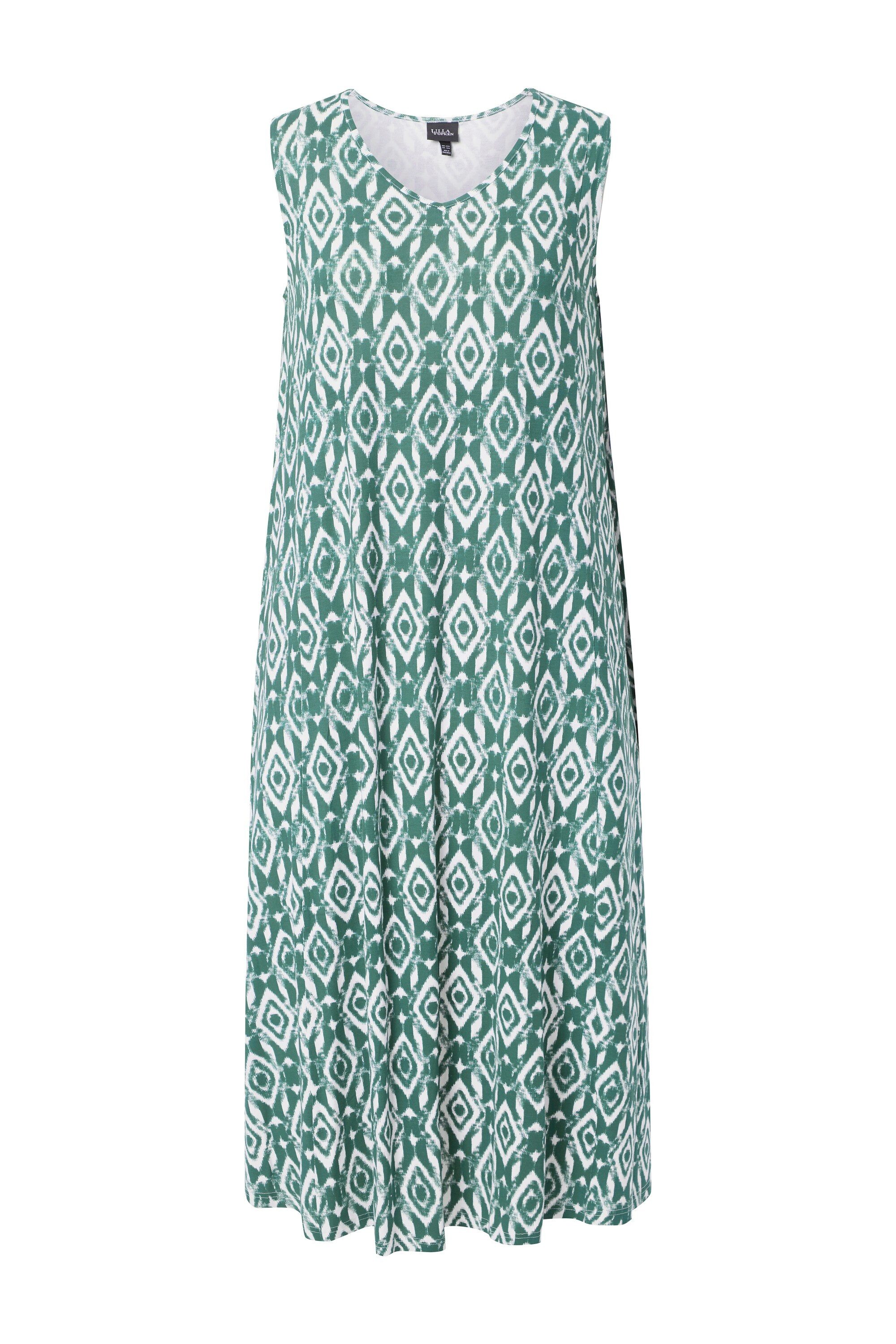 Maxikleid Maxikleid grafischer Druck V-Ausschnitt ärmellos