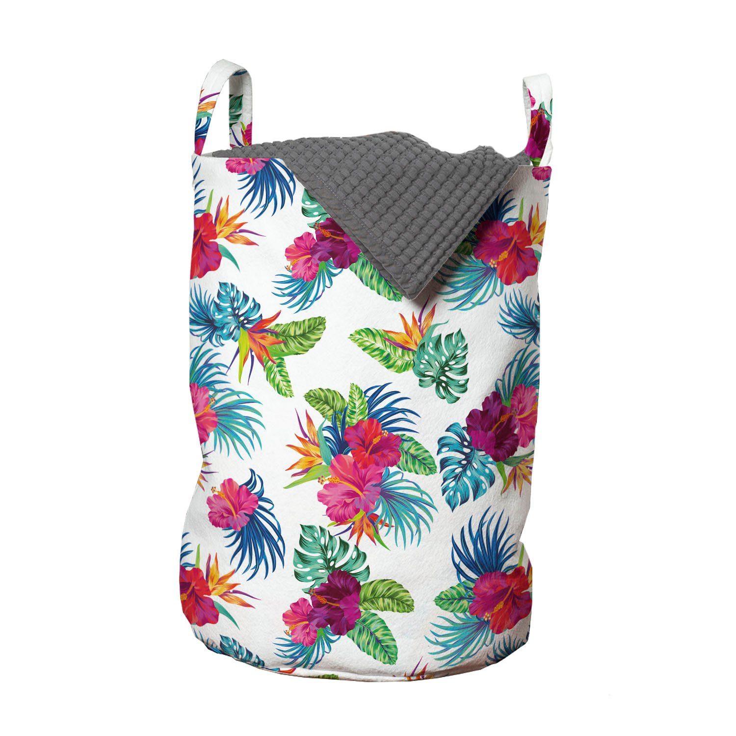 Exotisch Blumen Griffen Abakuhaus Kordelzugverschluss Wäschesäckchen Tropische Wäschekorb mit Waschsalons, für hawaiische