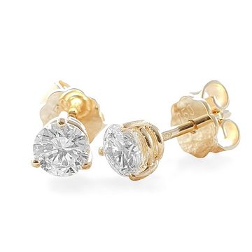 Webgoldschmied Paar Ohrstecker Diamant Ohrstecker 750 Gelbgold mit 2 Diamanten Brillanten 1,02 F/IF, 750 Gelbgold