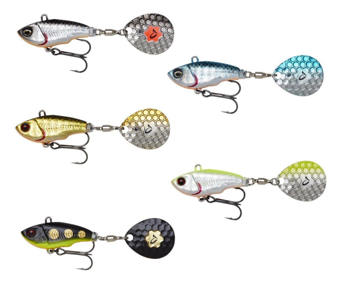 Savage Gear Kunstköder FAT TAIL SPIN SINKING 5 Farben 9g 5,5cm Spinnerbaits Raubfisch Forelle, Weitwurfköder