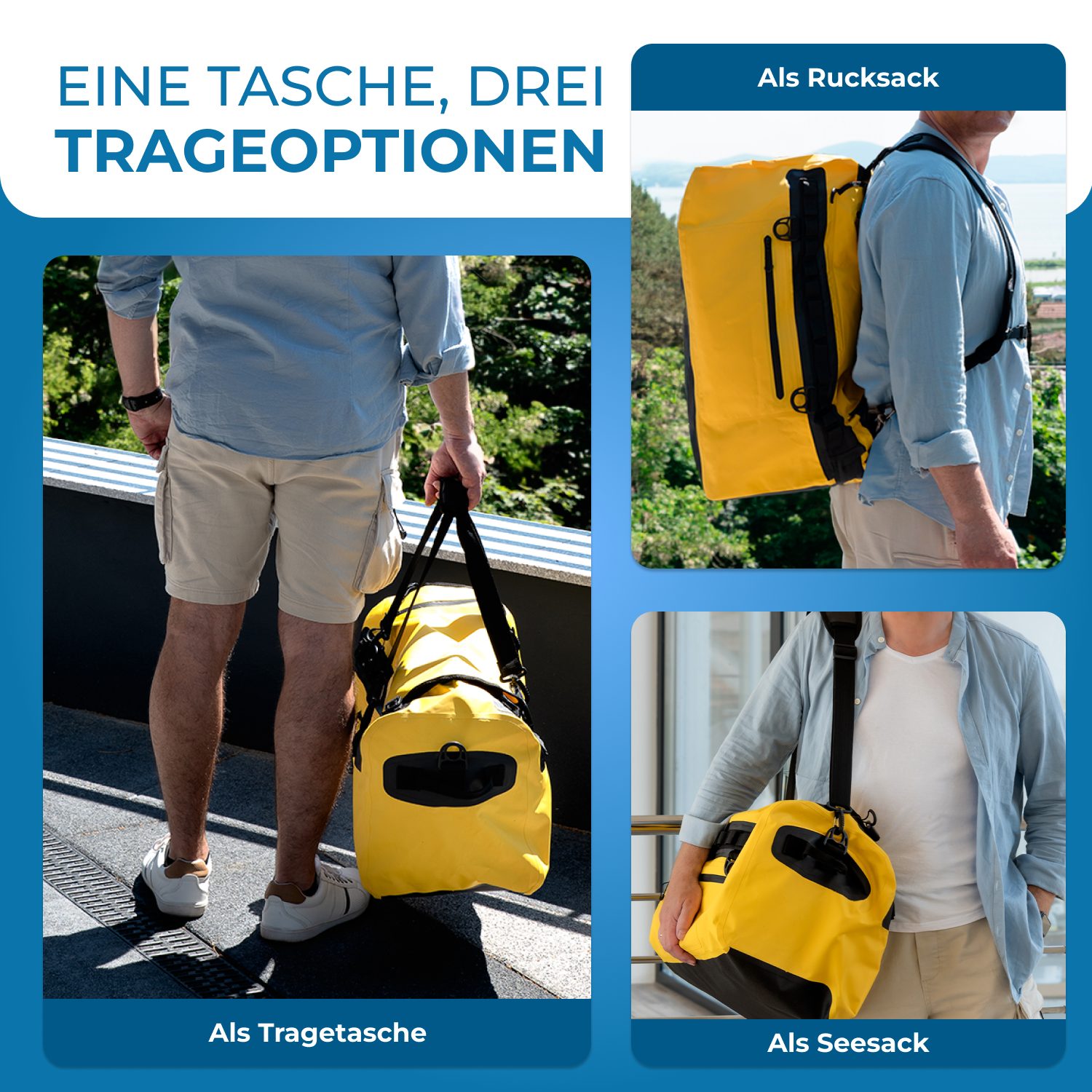 Styngard Reisetasche Hamburg, mit Rucksackfunktion - Wasserfester Seesack mit Rucksackfunktion