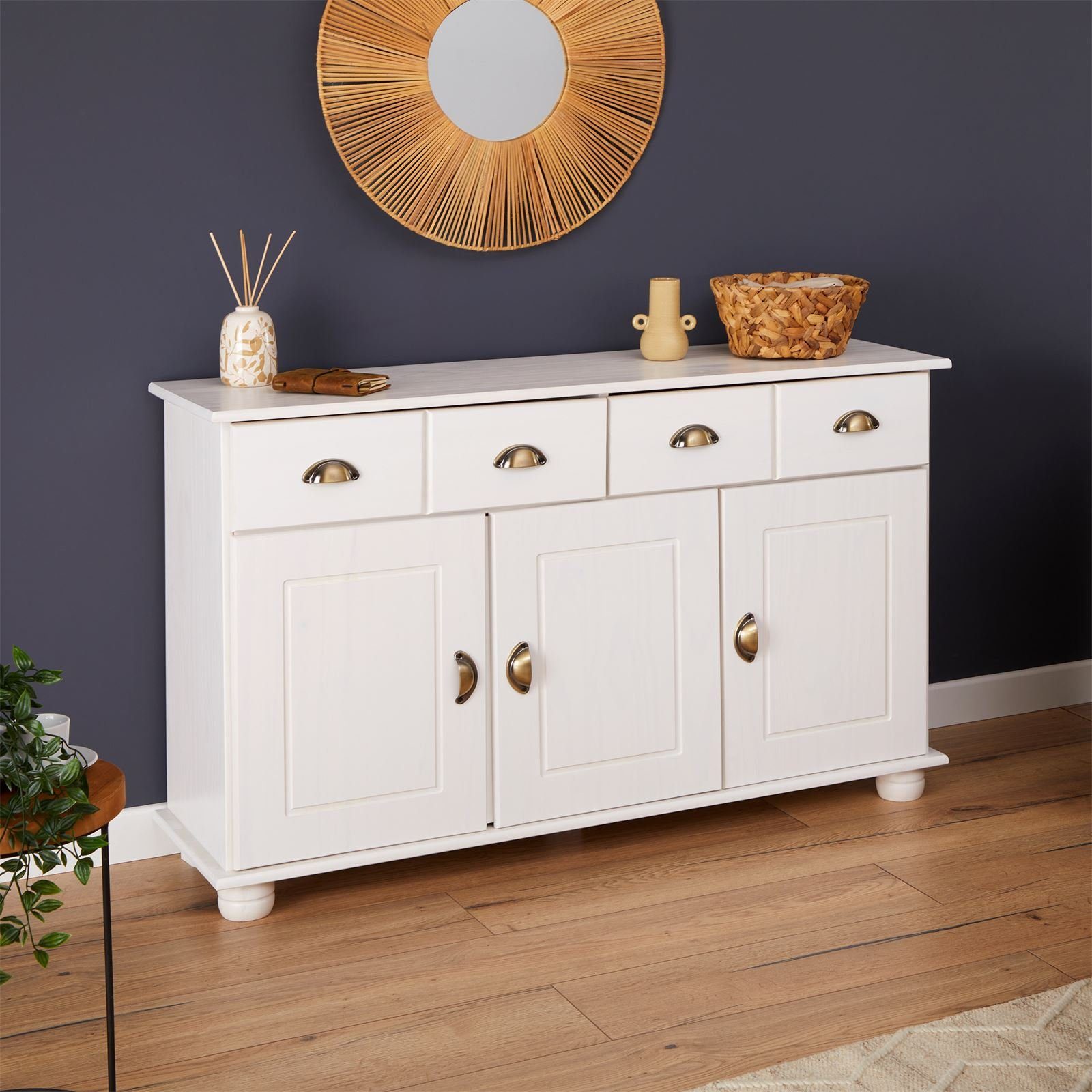IDIMEX Kommode COLMAR, Sideboard Kommode Anrichte Kiefer massiv 3 Tür